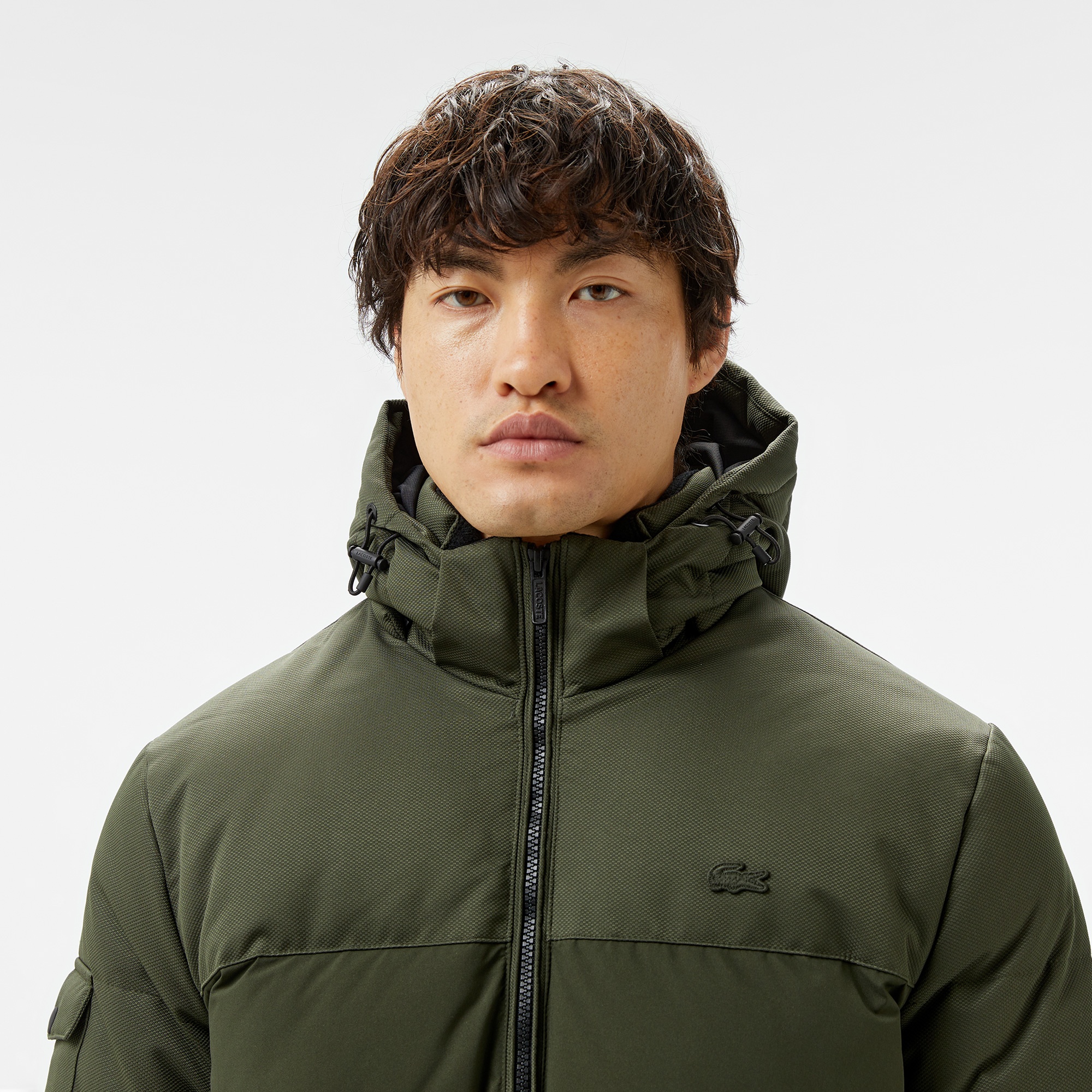 Lacoste Erkek Kapüşonlu Koyu Yeşil Şişme Mont