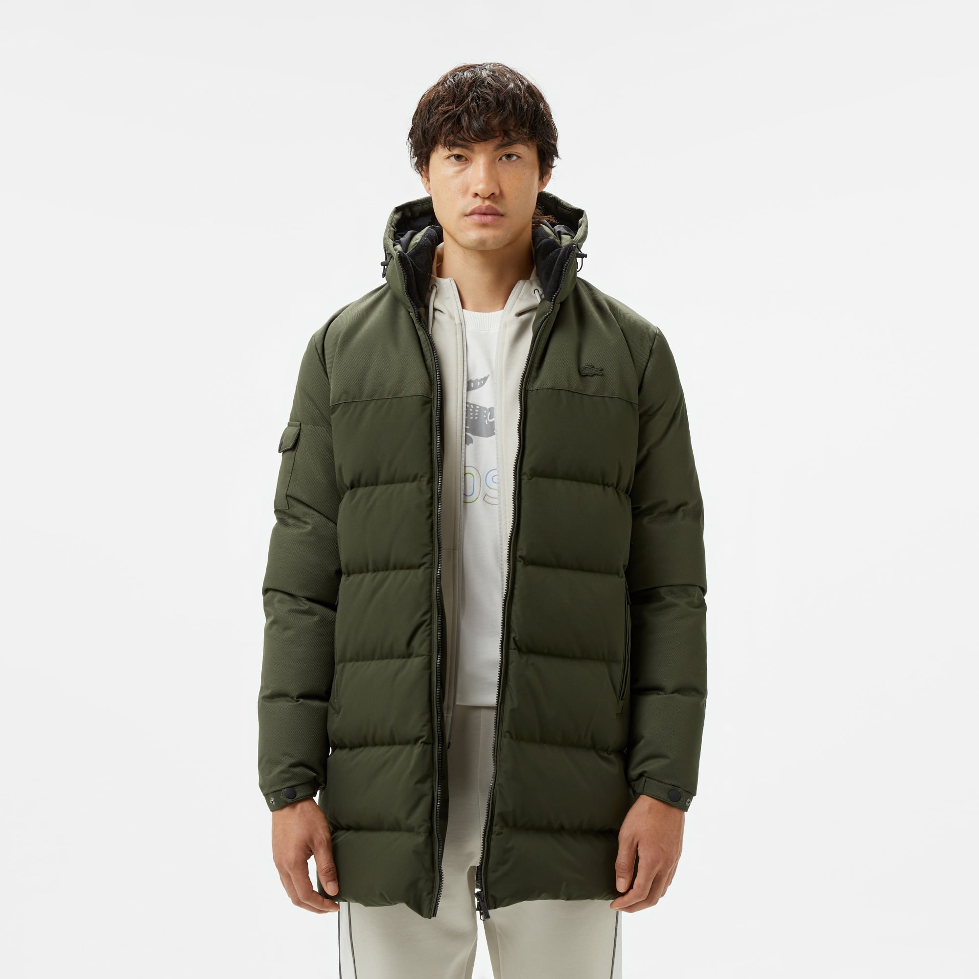 Lacoste Erkek Kapüşonlu Koyu Yeşil Şişme Mont