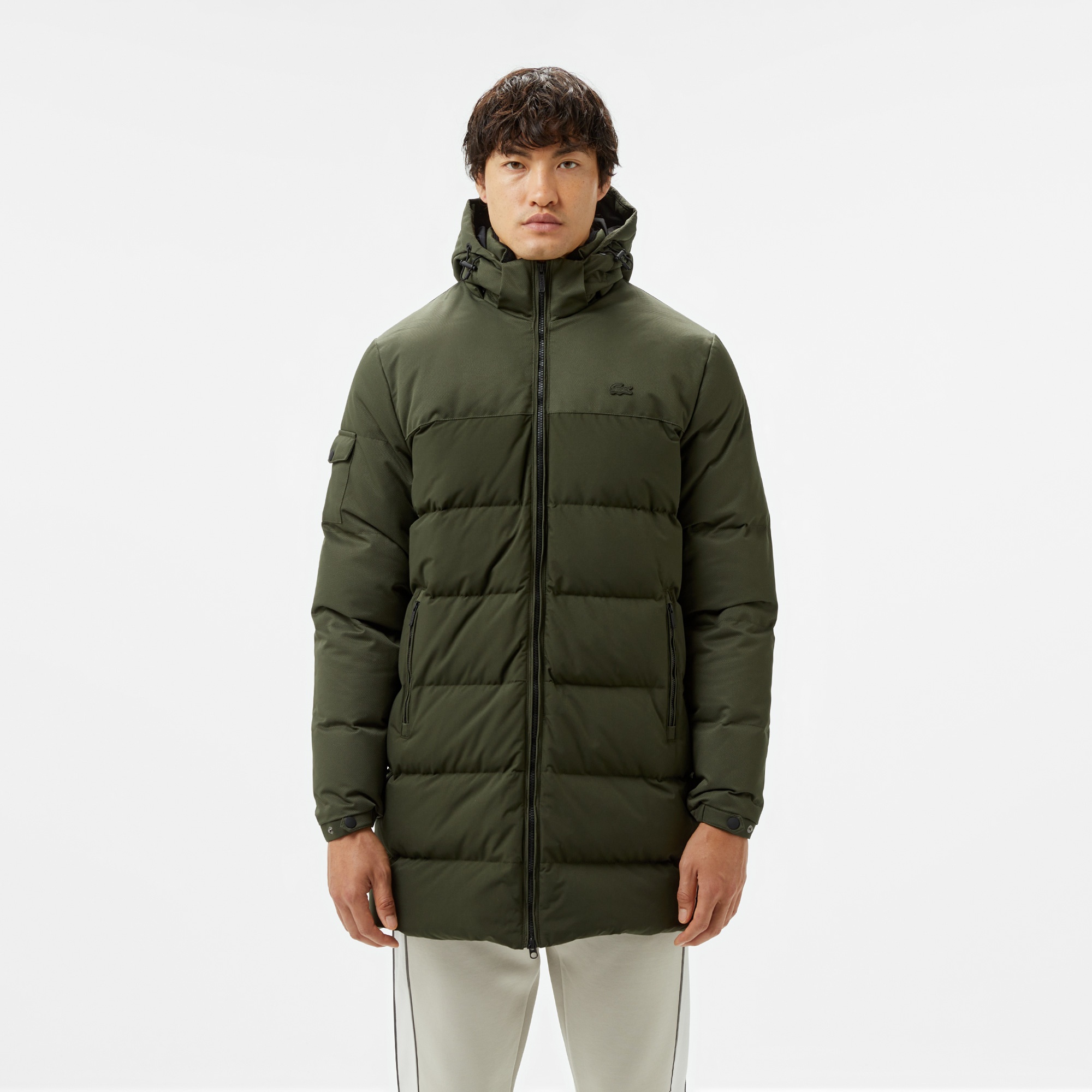 Lacoste Erkek Kapüşonlu Koyu Yeşil Şişme Mont