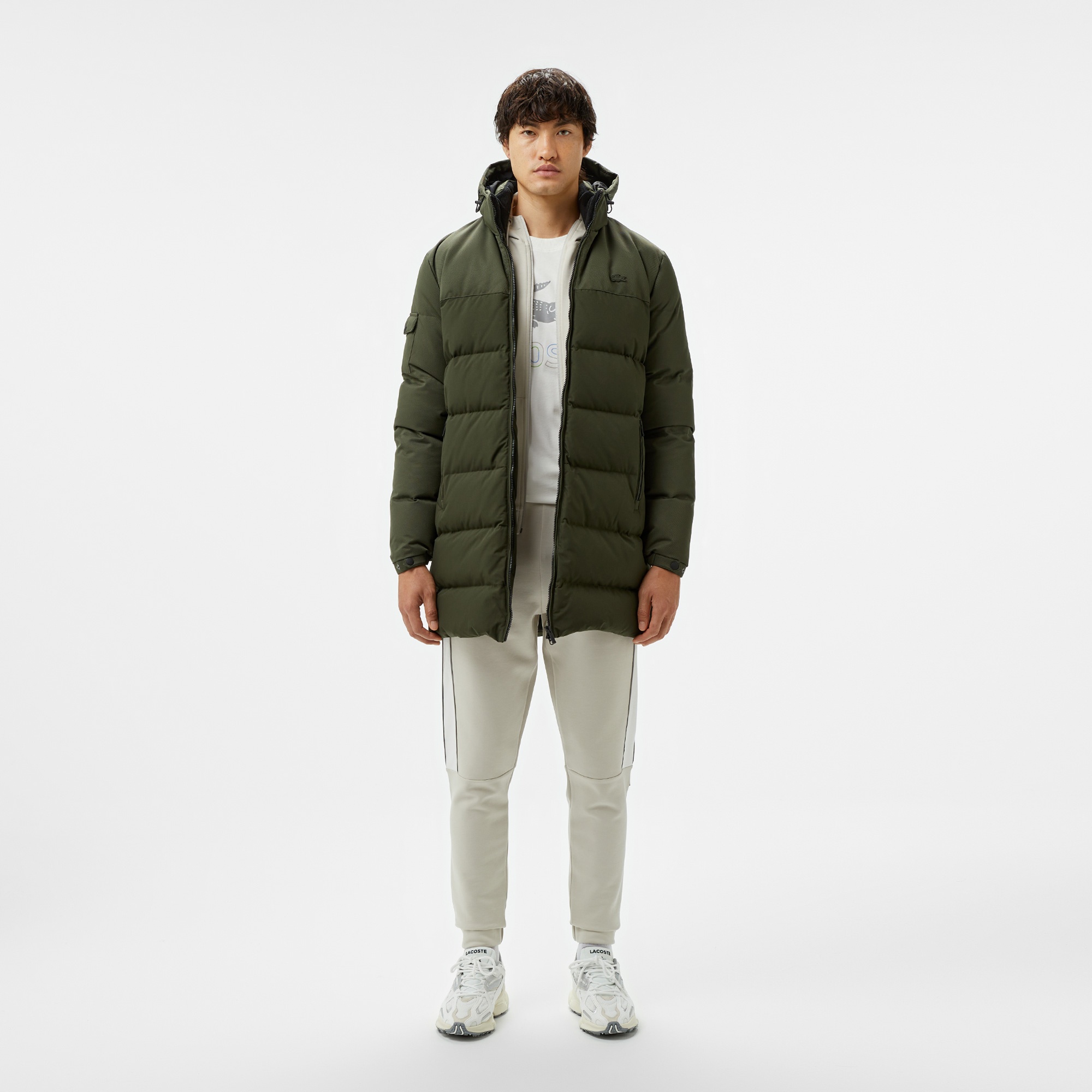 Lacoste Erkek Kapüşonlu Koyu Yeşil Şişme Mont