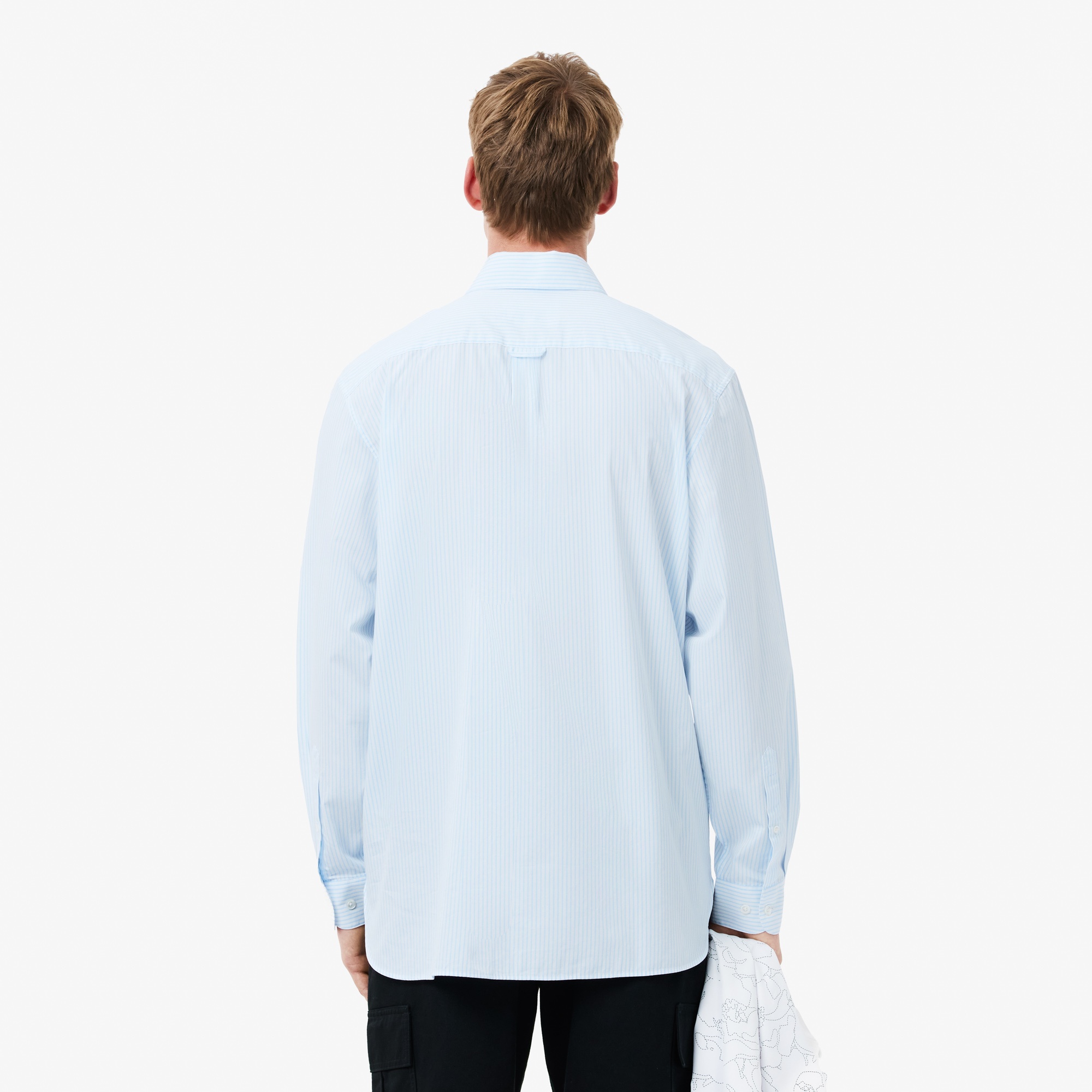 Lacoste Erkek Relaxed Fit Çizgili Mavi Gömlek