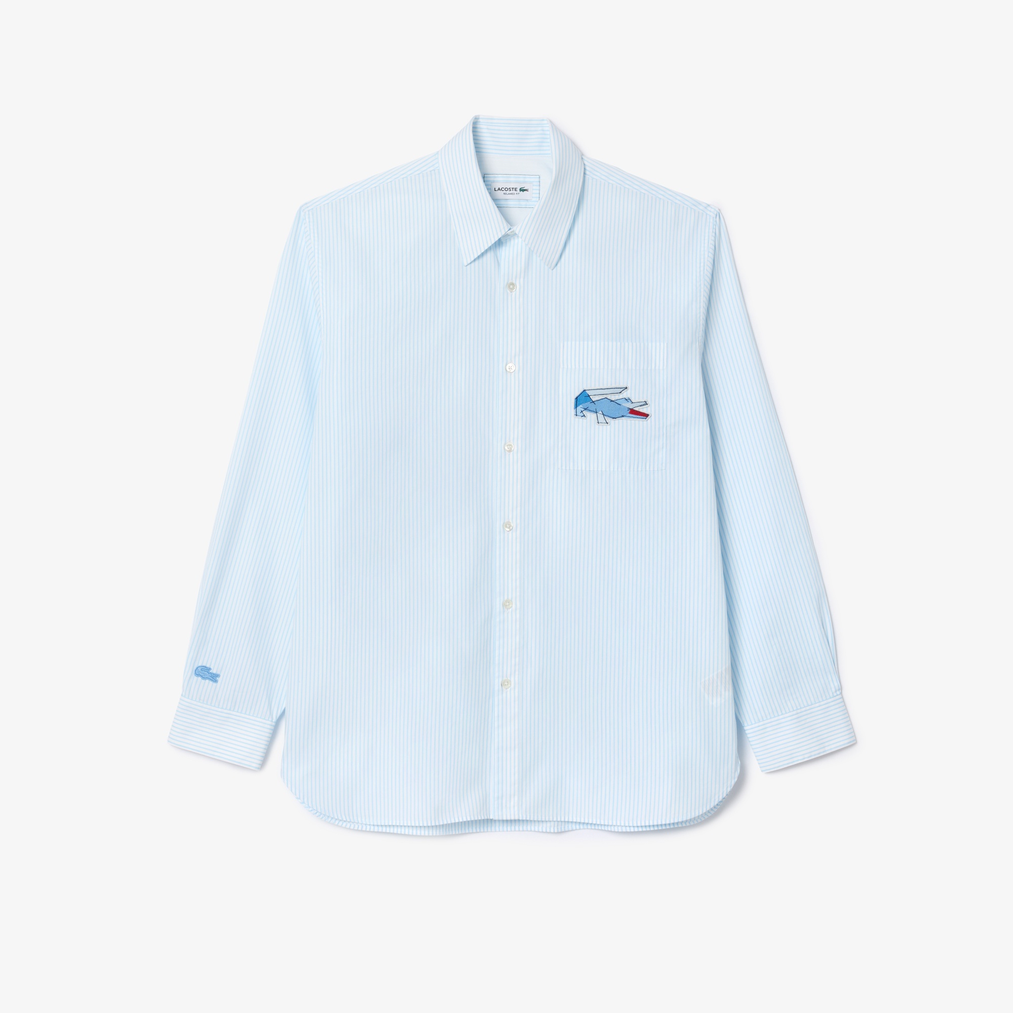 Lacoste Erkek Relaxed Fit Çizgili Mavi Gömlek