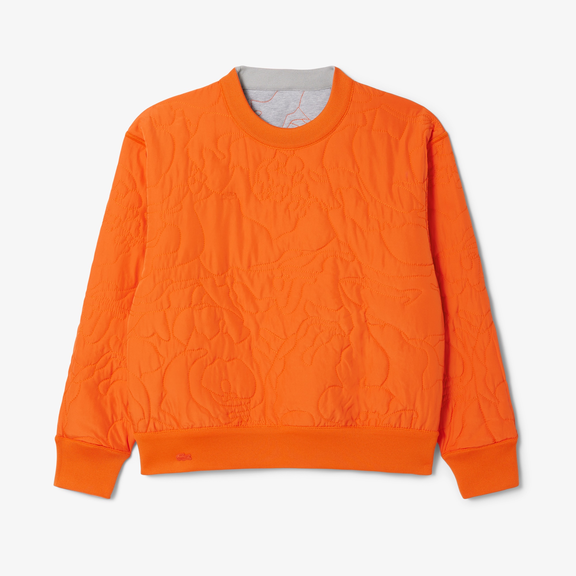Lacoste Kadın Oversize Fit Bisiklet Yaka Çift Taraflı Desenli Gri Sweatshirt