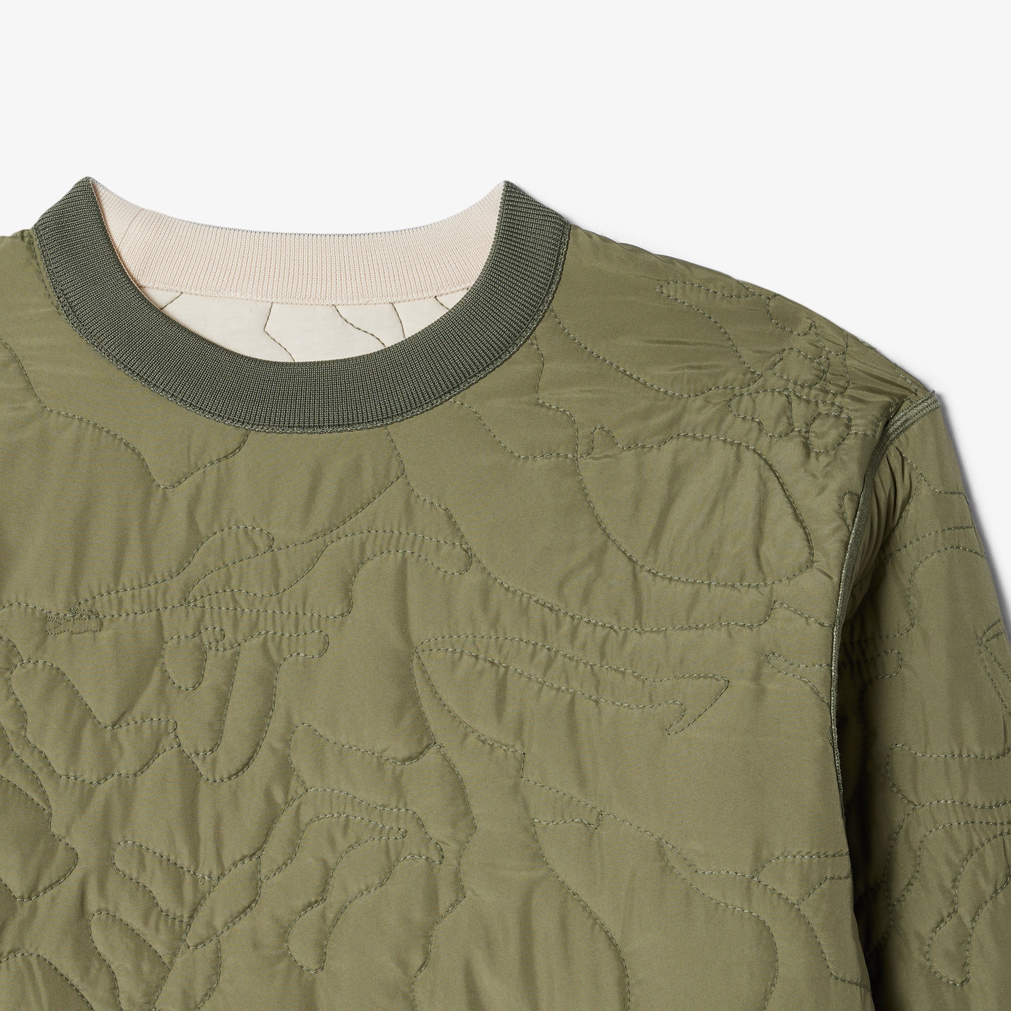 Lacoste Kadın Oversize Fit Bisiklet Yaka Çift Taraflı Desenli Krem Sweatshirt