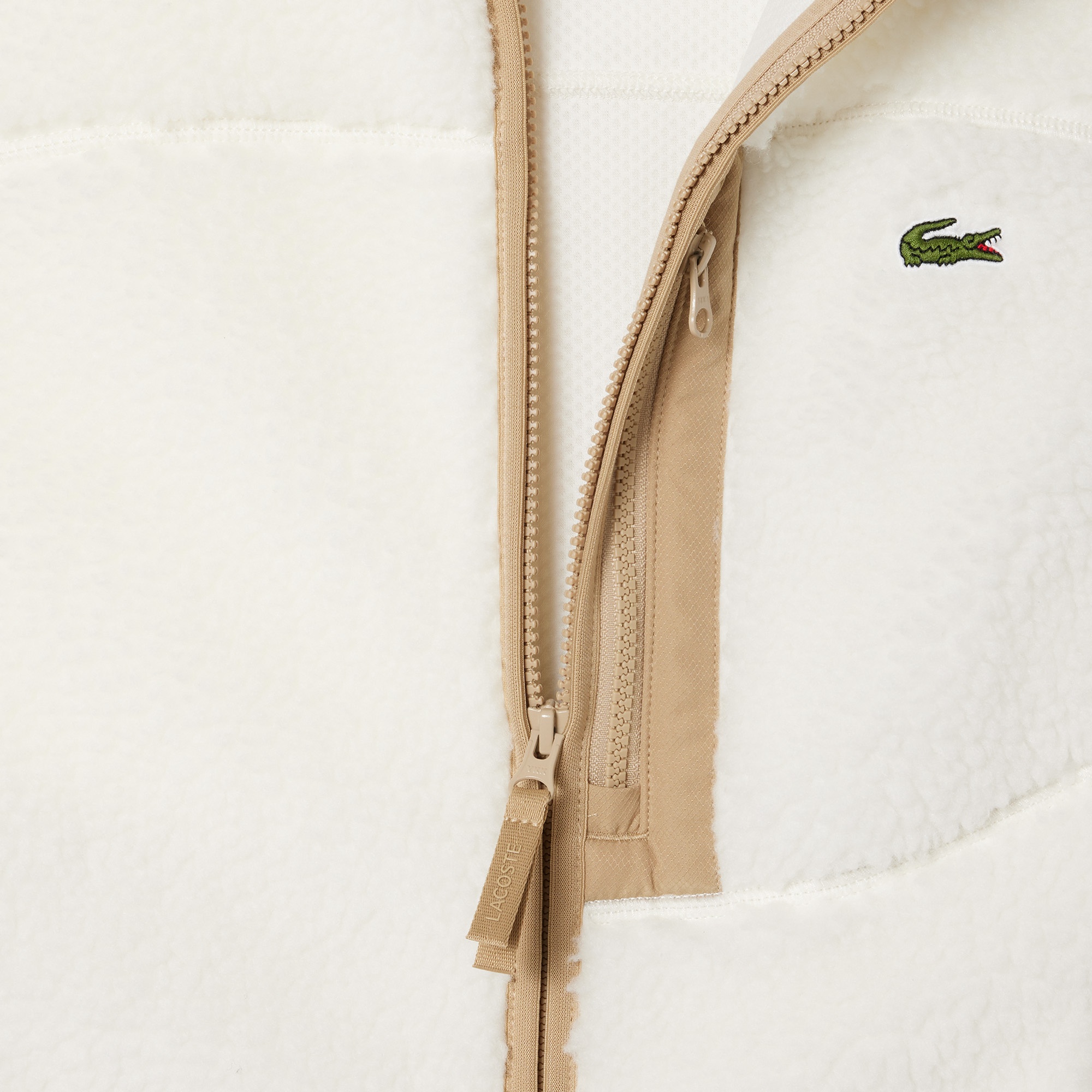 Lacoste Erkek Dik Yaka Renk Bloklu Beyaz Yelek