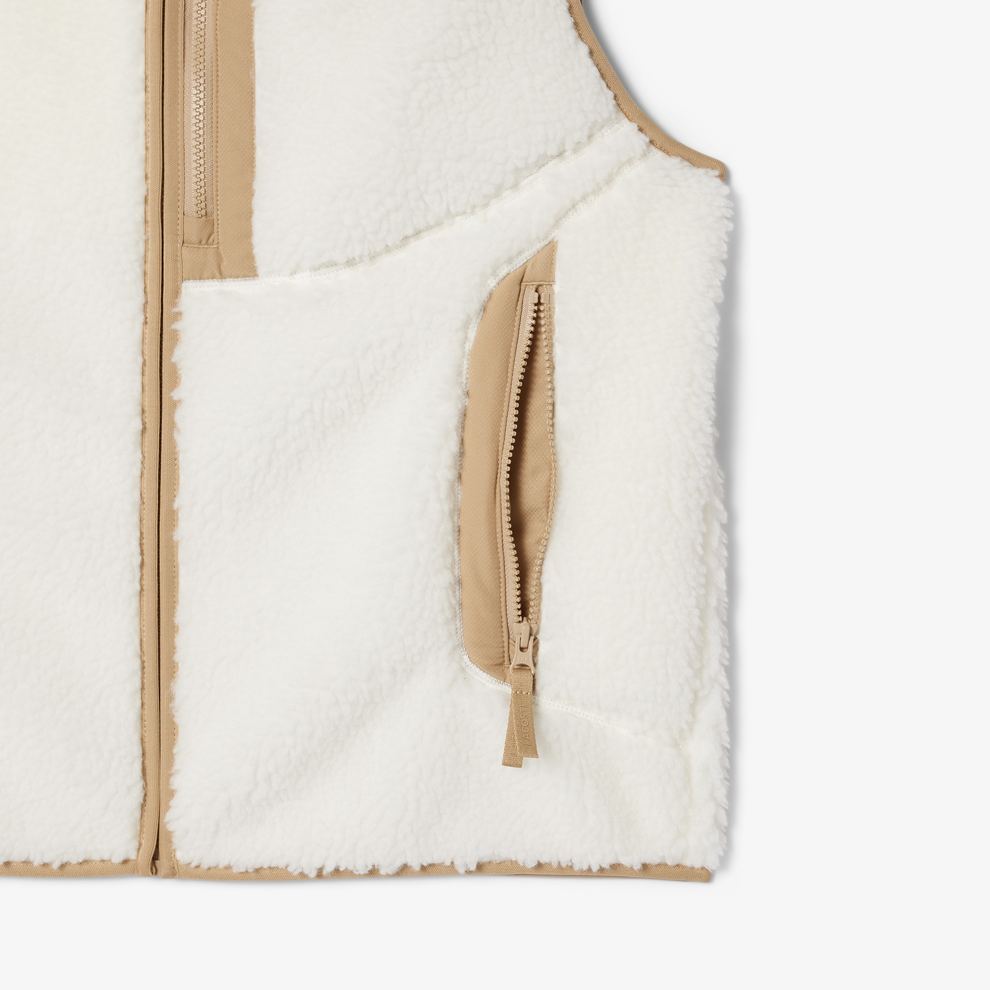 Lacoste Erkek Dik Yaka Renk Bloklu Beyaz Yelek