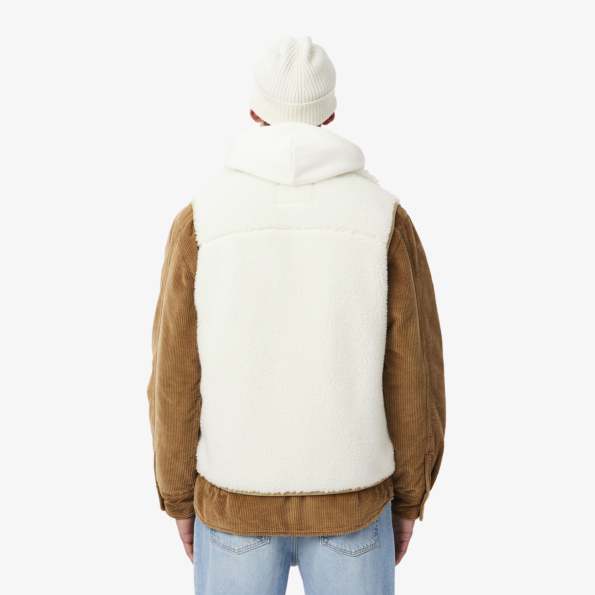 Lacoste Erkek Dik Yaka Renk Bloklu Beyaz Yelek