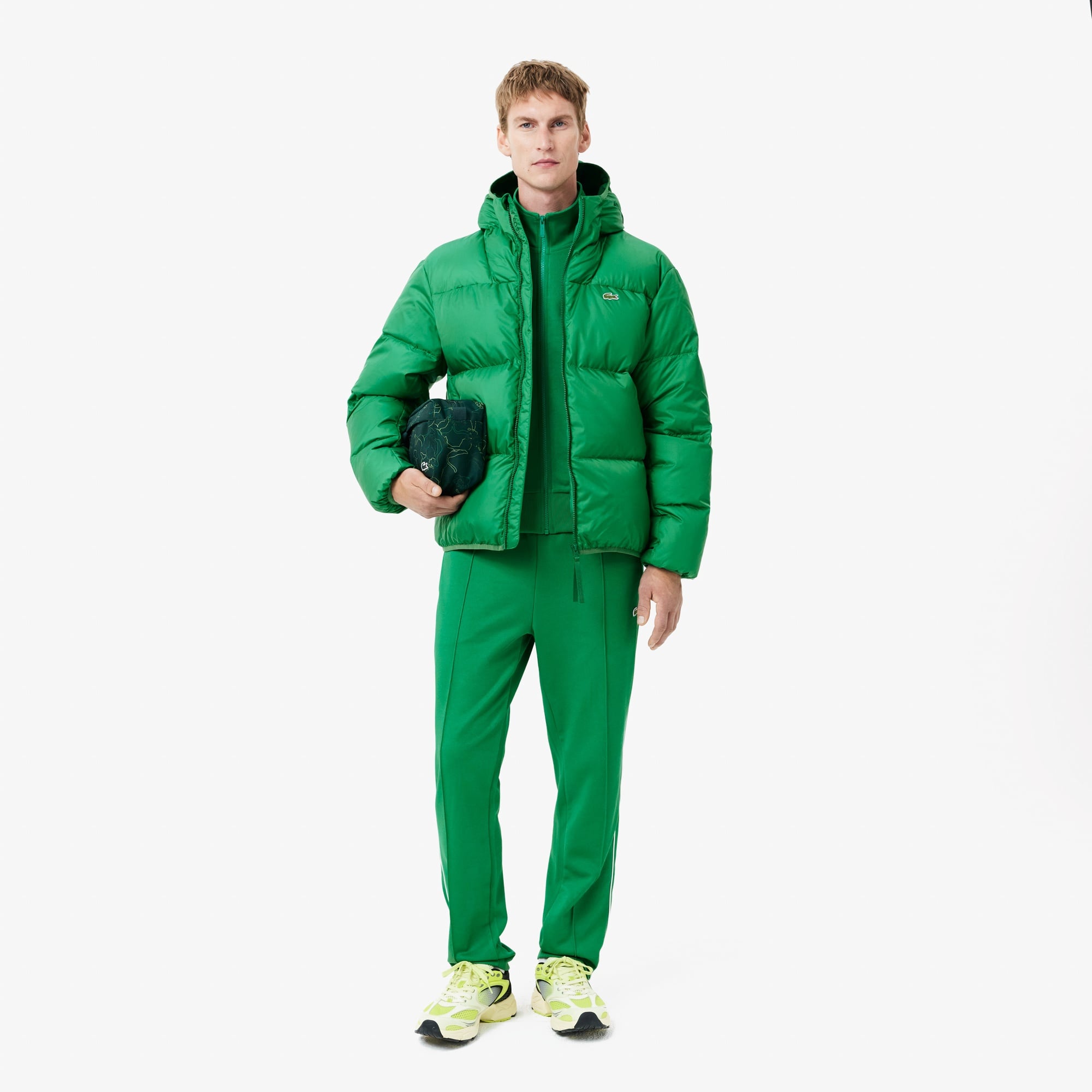 Lacoste Erkek Relaxed Fit Kapüşonlu Yeşil Şişme Mont