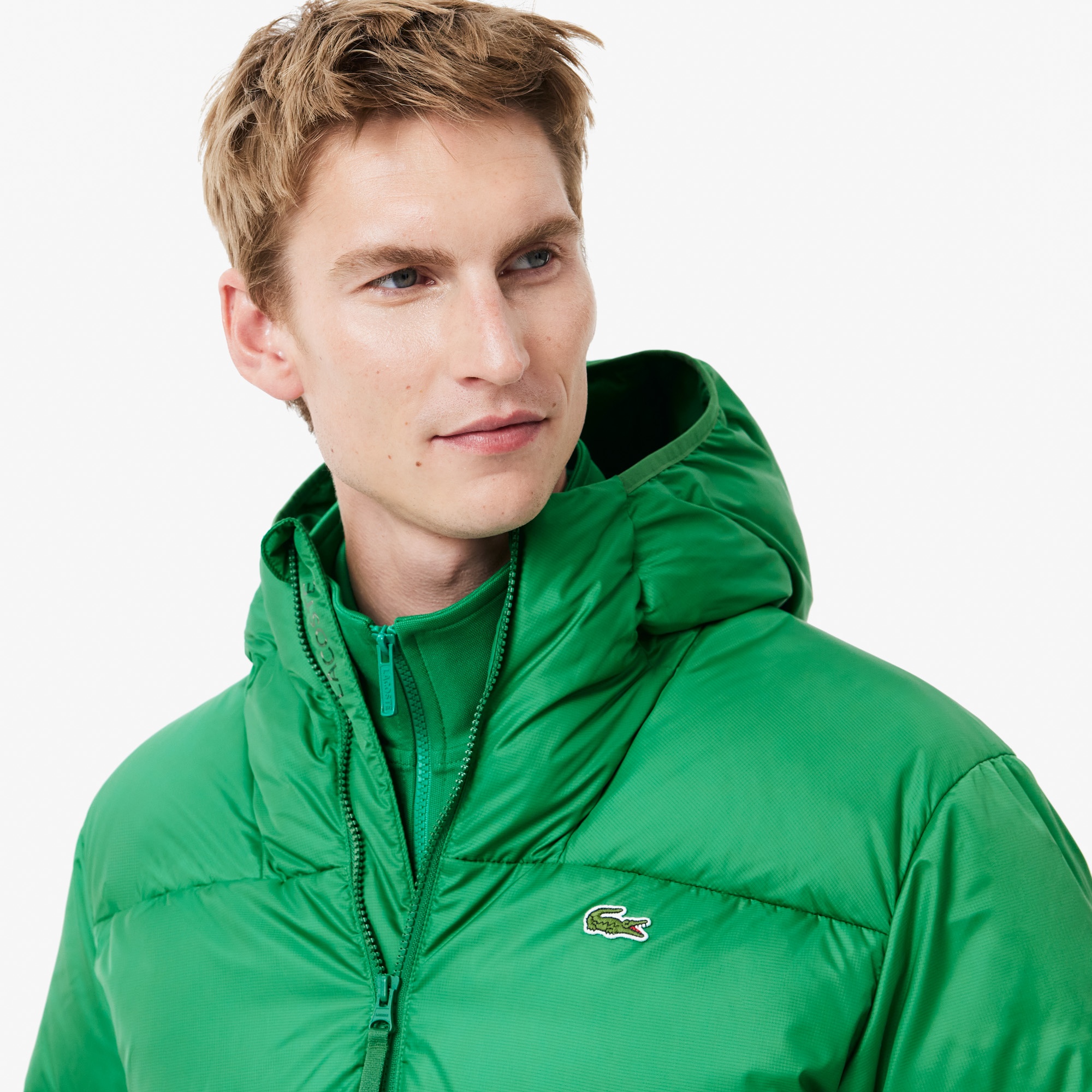 Lacoste Erkek Relaxed Fit Kapüşonlu Yeşil Şişme Mont