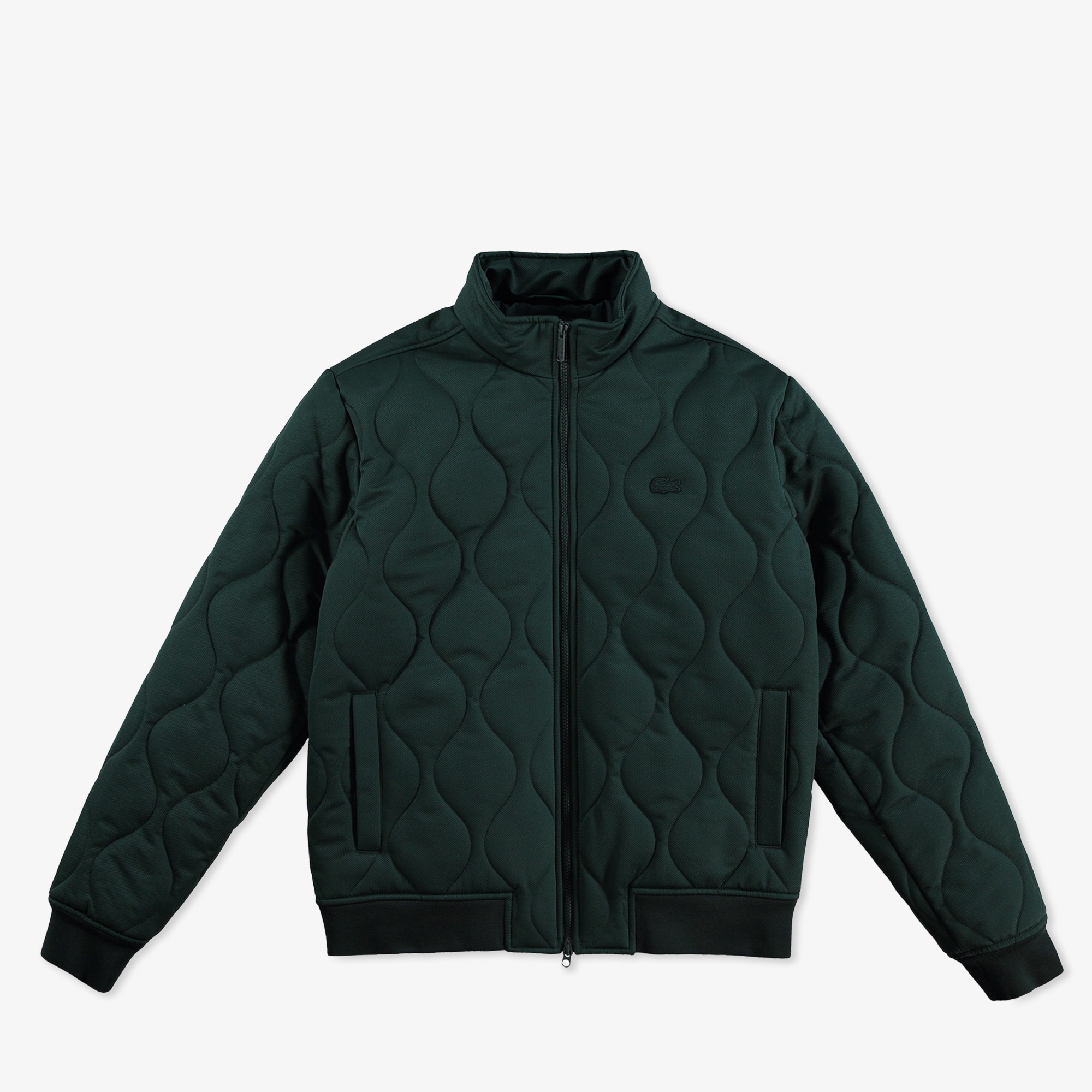 Lacoste Erkek Relaxed Fit Dik Yaka Kapitone Koyu Yeşil Mont