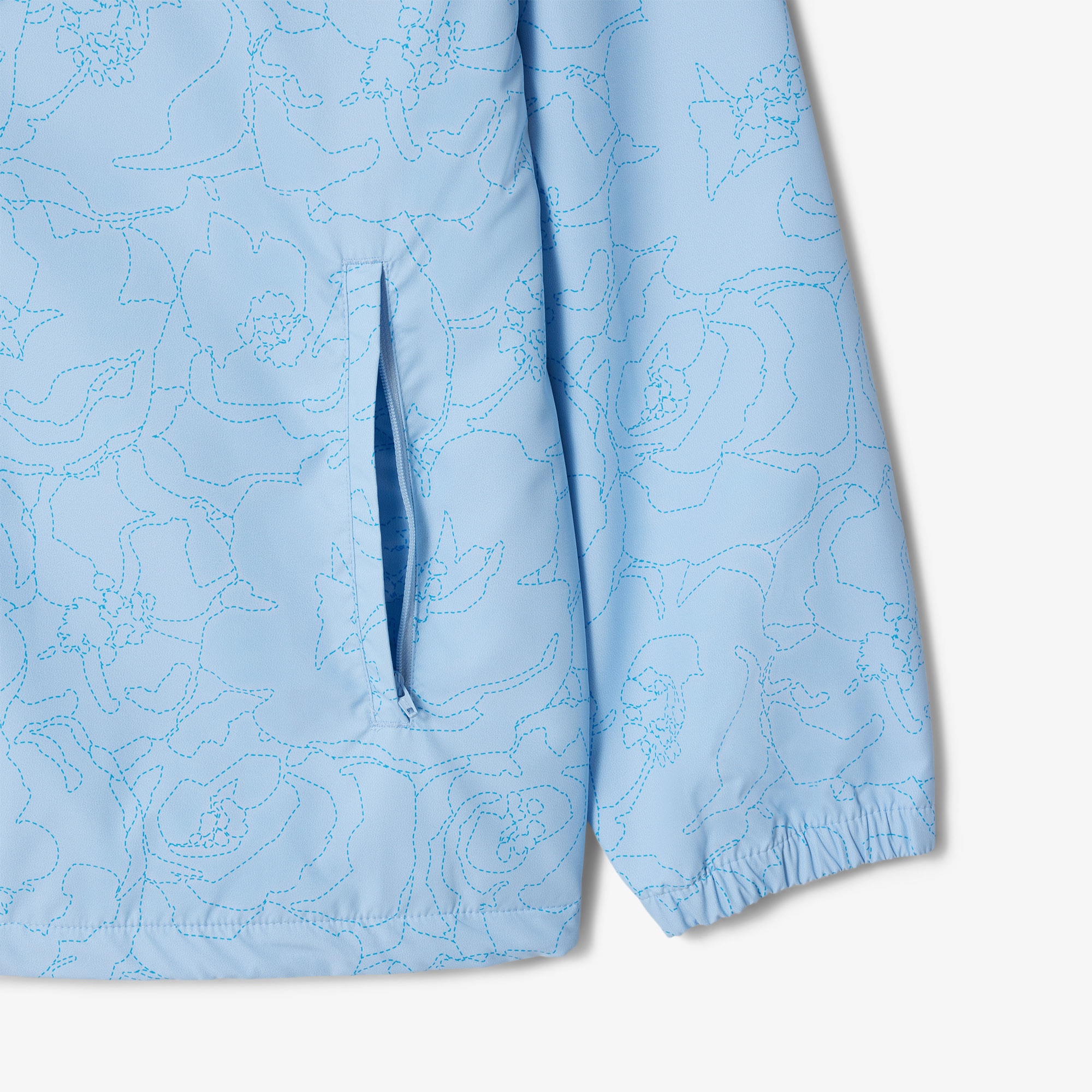 Lacoste Erkek Regular Fit Kapüşonlu Desenli Mavi Rüzgarlık