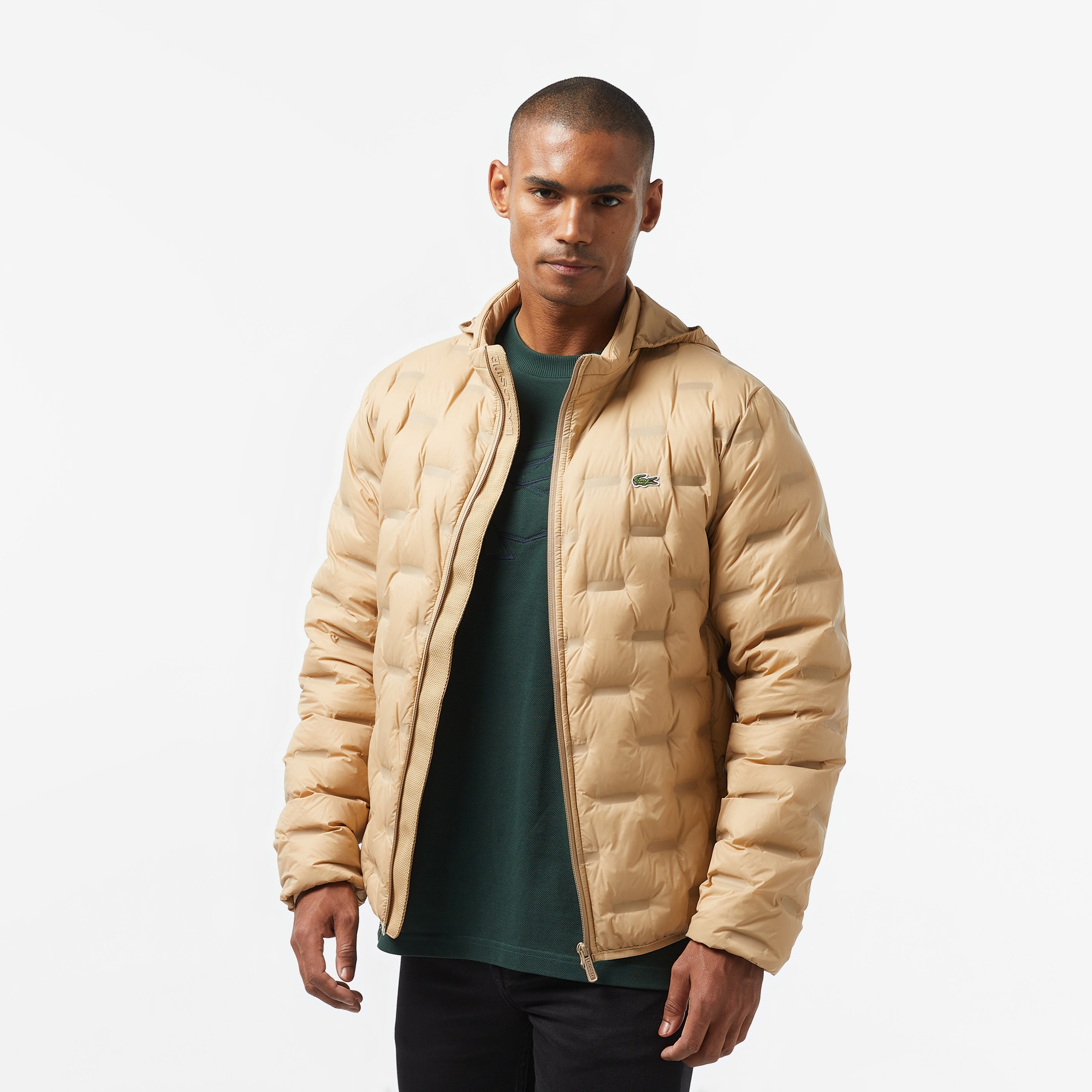 Lacoste Erkek Regular Fit Kapüşonlu Kapitone Kahverengi Mont