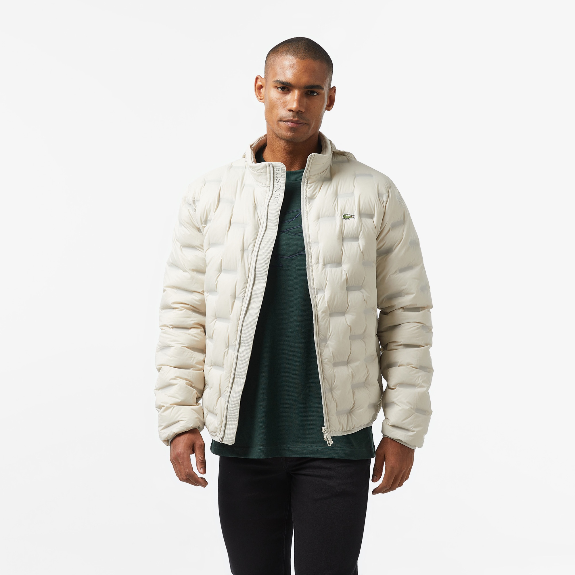 Lacoste Erkek Regular Fit Kapüşonlu Kapitone Gri Mont