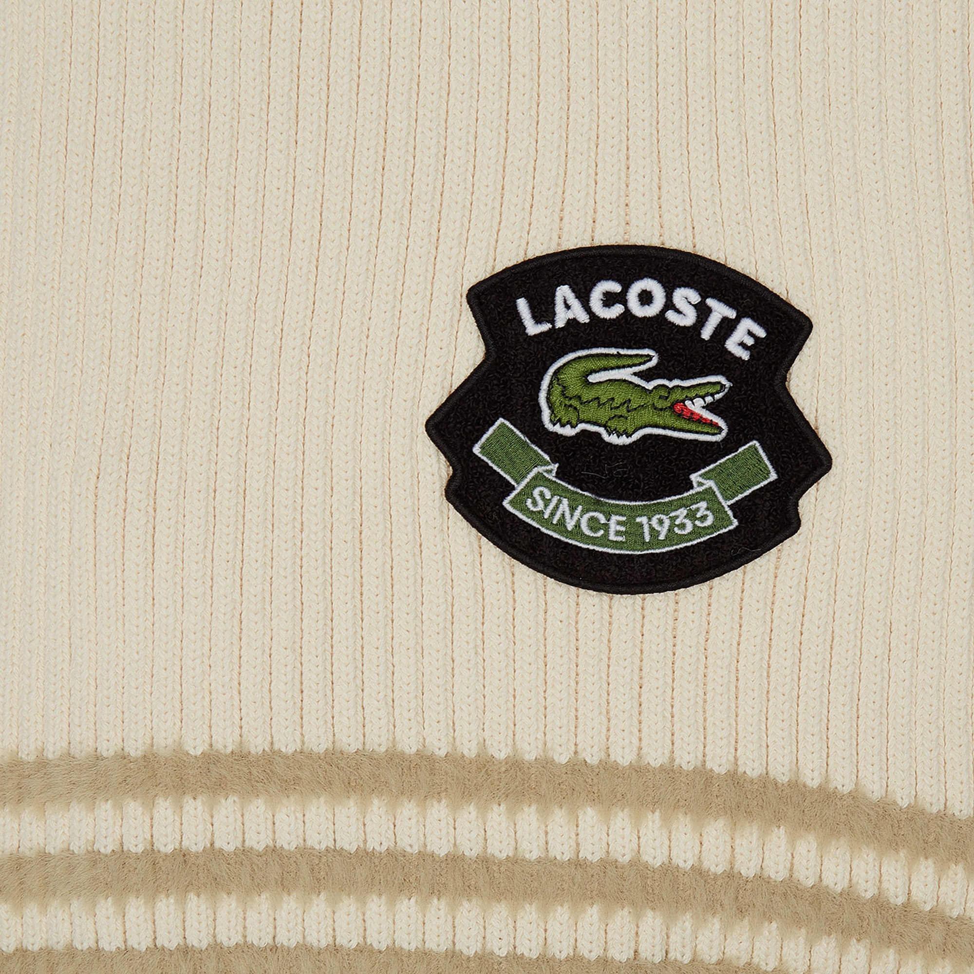 Lacoste Unisex Renk Bloklu Bej Atkı