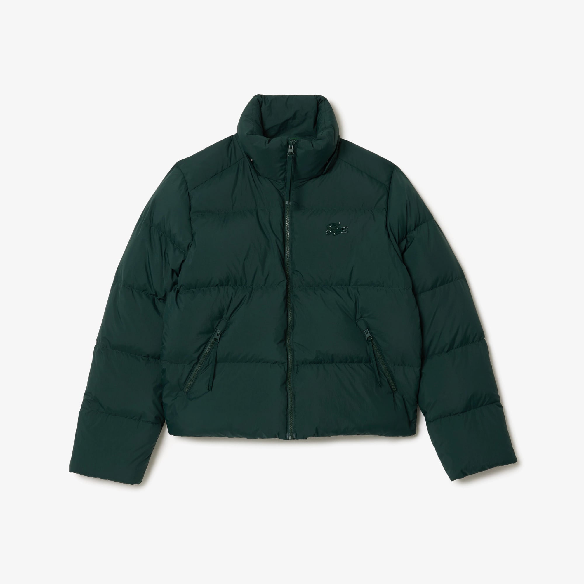 Kadın Relaxed Fit Kapüşonlu Koyu Yeşil Şişme Mont