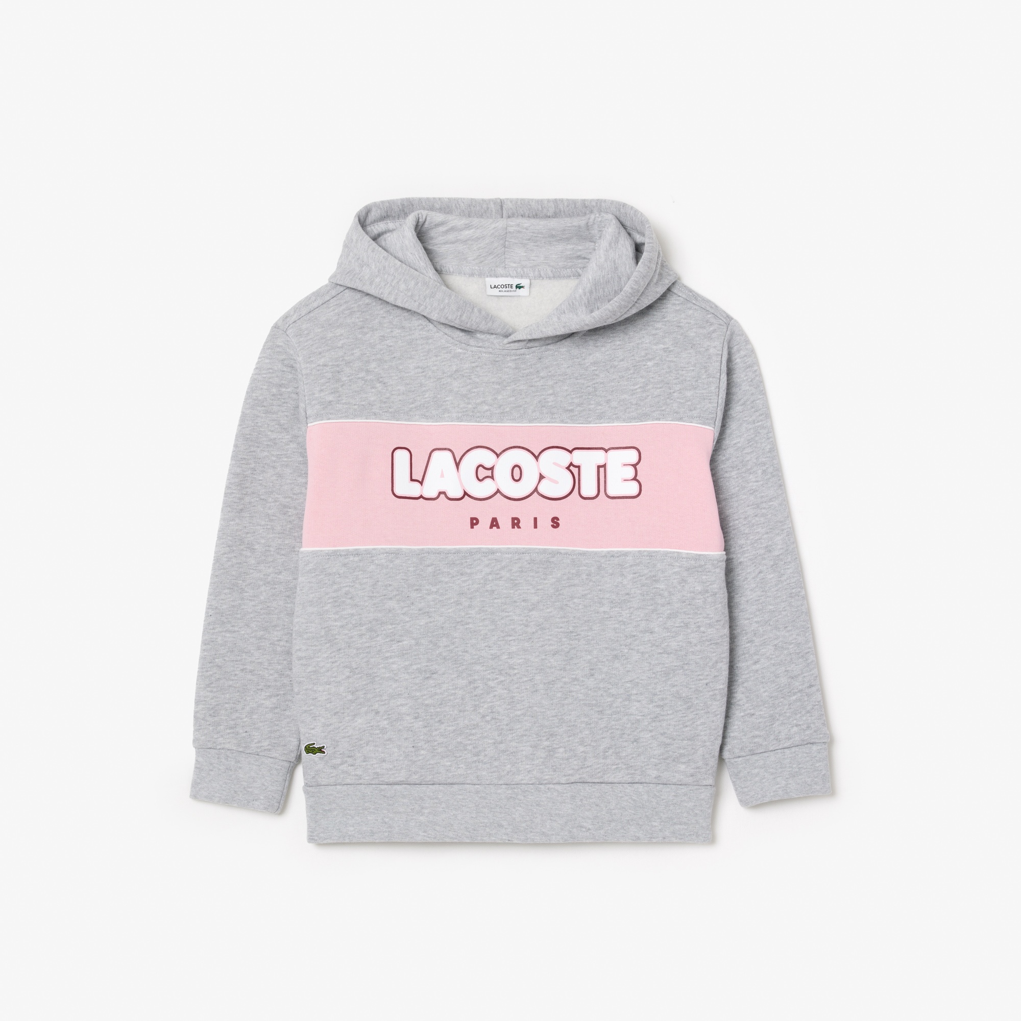 Lacoste Erkek Çocuk Kapüşonlu Baskılı Gri Sweatshirt
