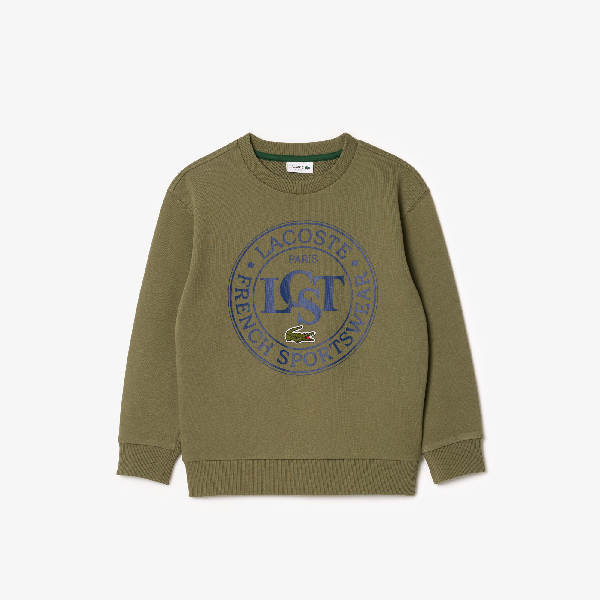 Lacoste Çocuk Bisiklet Yaka Baskılı Haki Sweatshirt görsel 5