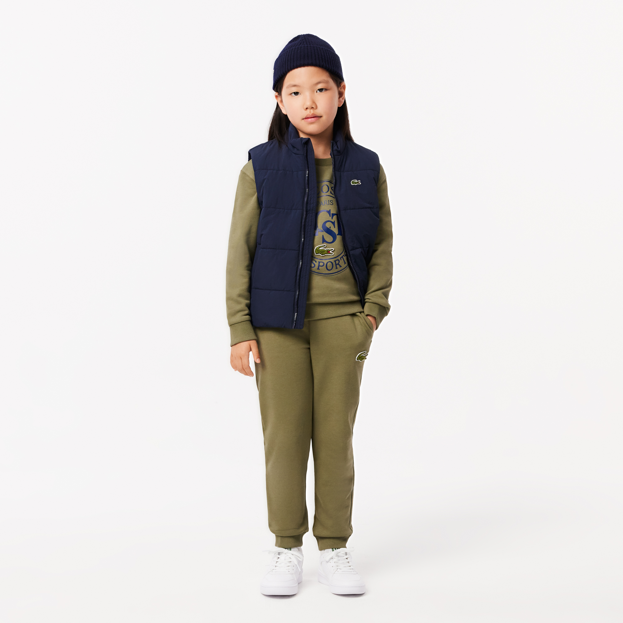 Lacoste Çocuk Bisiklet Yaka Baskılı Haki Sweatshirt görsel 4