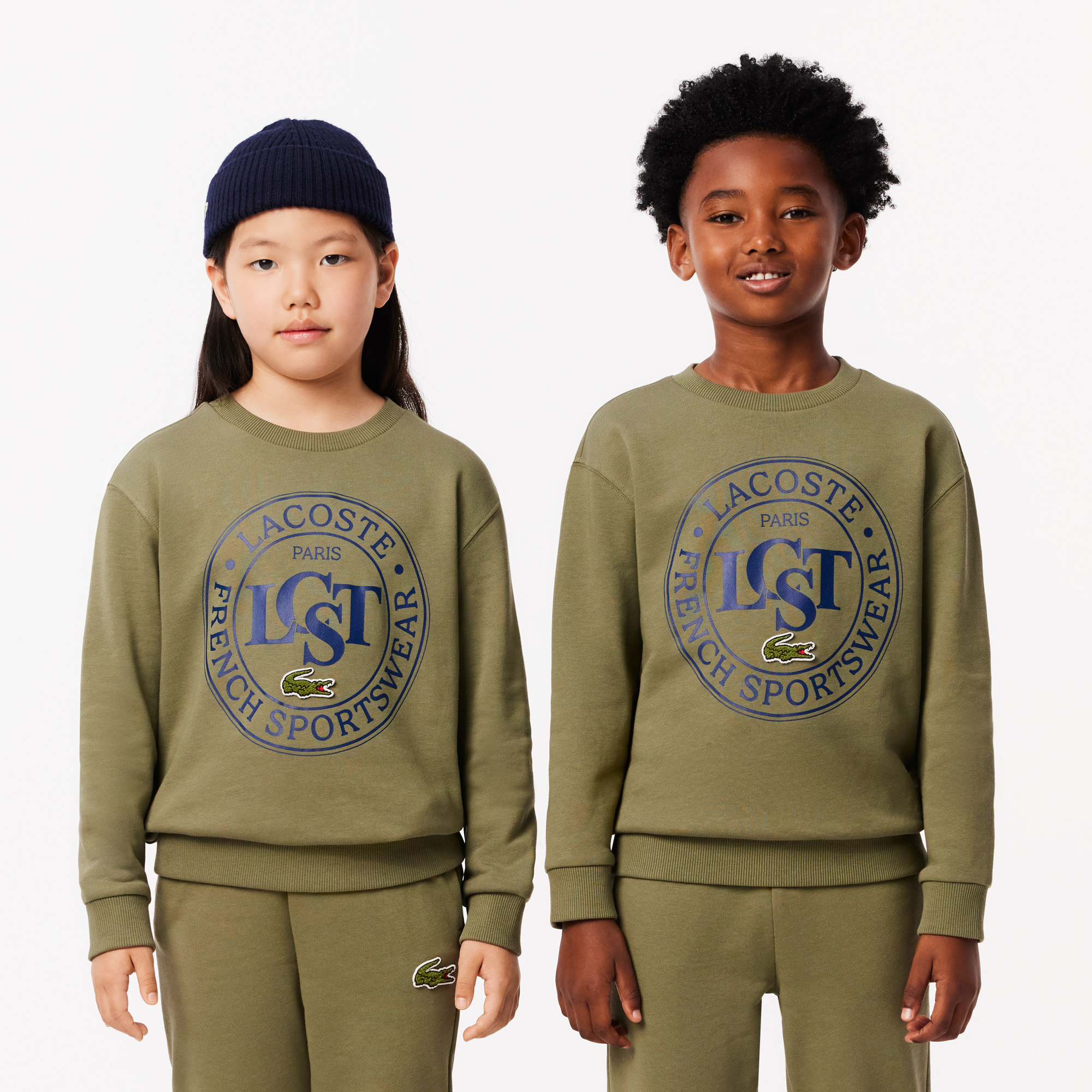 Lacoste Çocuk Bisiklet Yaka Baskılı Haki Sweatshirt