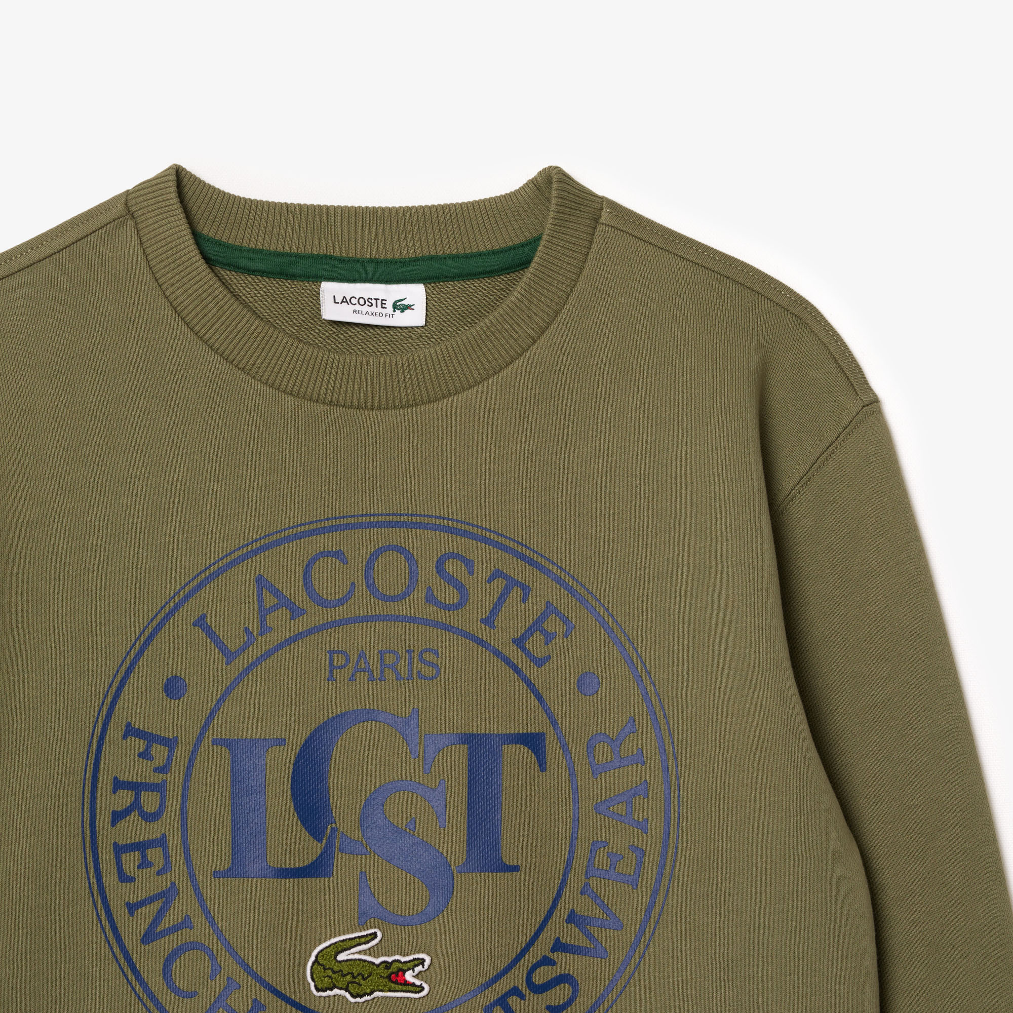Lacoste Çocuk Bisiklet Yaka Baskılı Haki Sweatshirt görsel 7