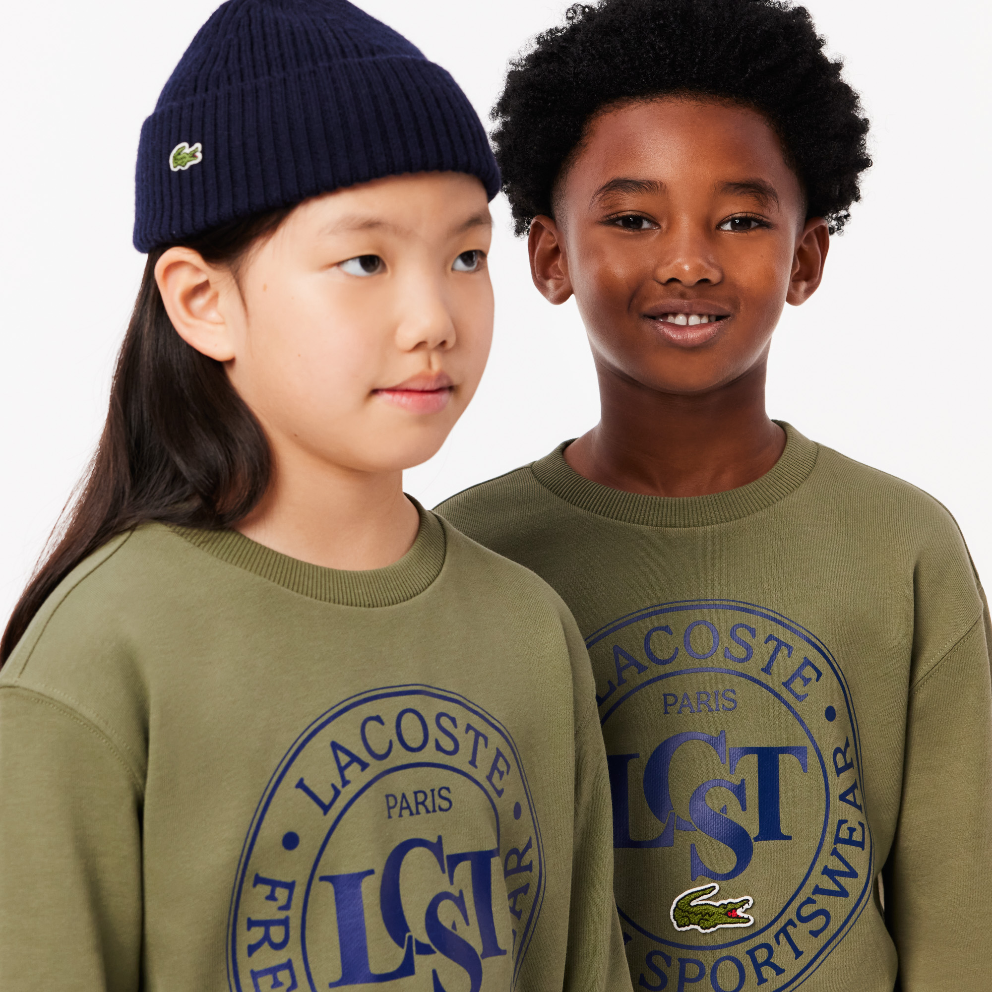 Lacoste Çocuk Bisiklet Yaka Baskılı Haki Sweatshirt görsel 2