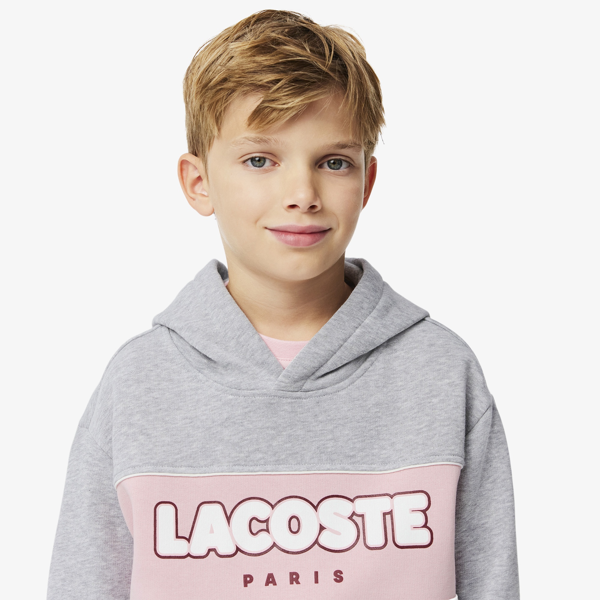 Lacoste Erkek Çocuk Kapüşonlu Baskılı Gri Sweatshirt