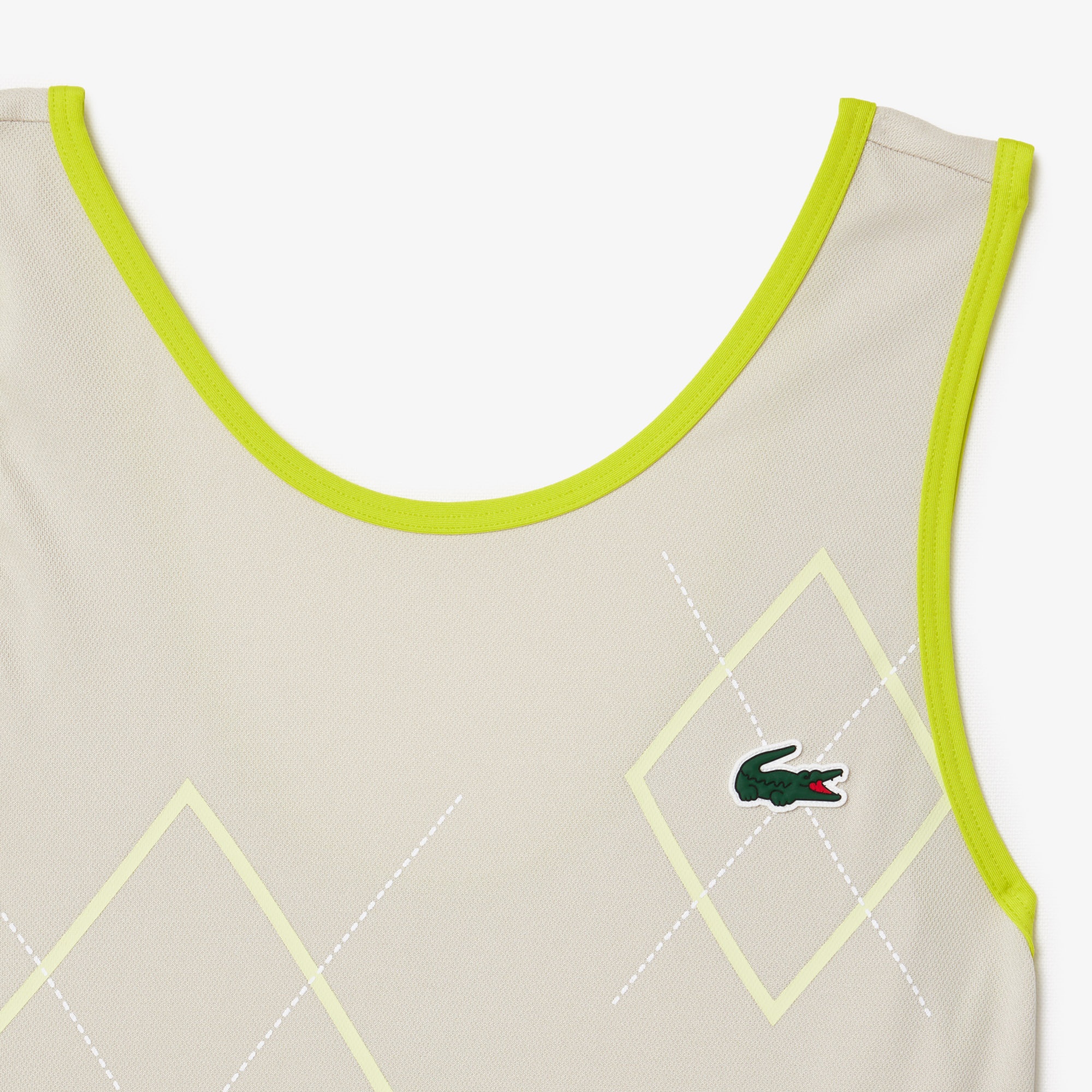 Lacoste Kadın Flare Fit Kolsuz Bisiklet Yaka Renk Bloklu Bej Elbise