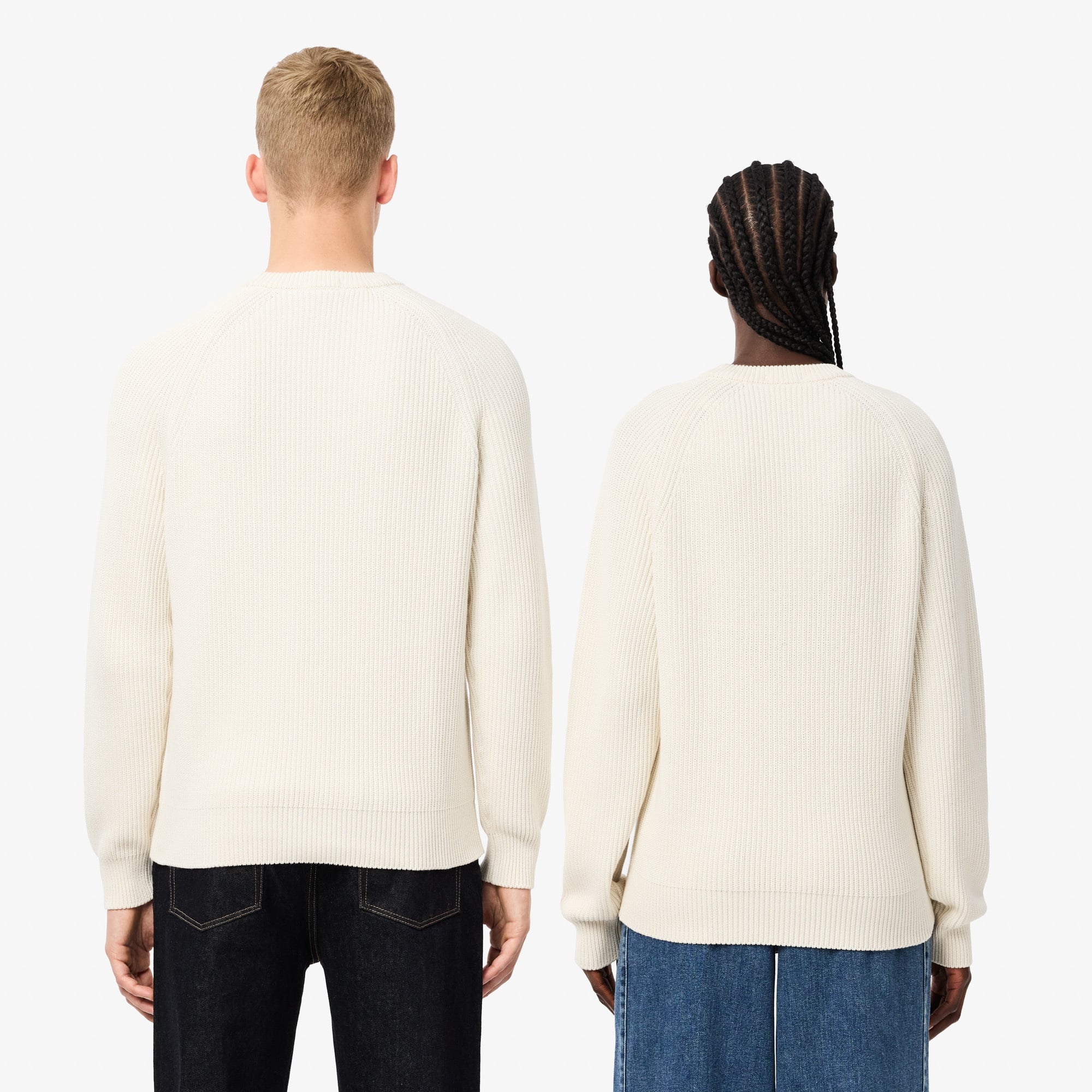 Lacoste Unisex Classic Fit Bisiklet Yaka Organik Pamuk Krem Kazak