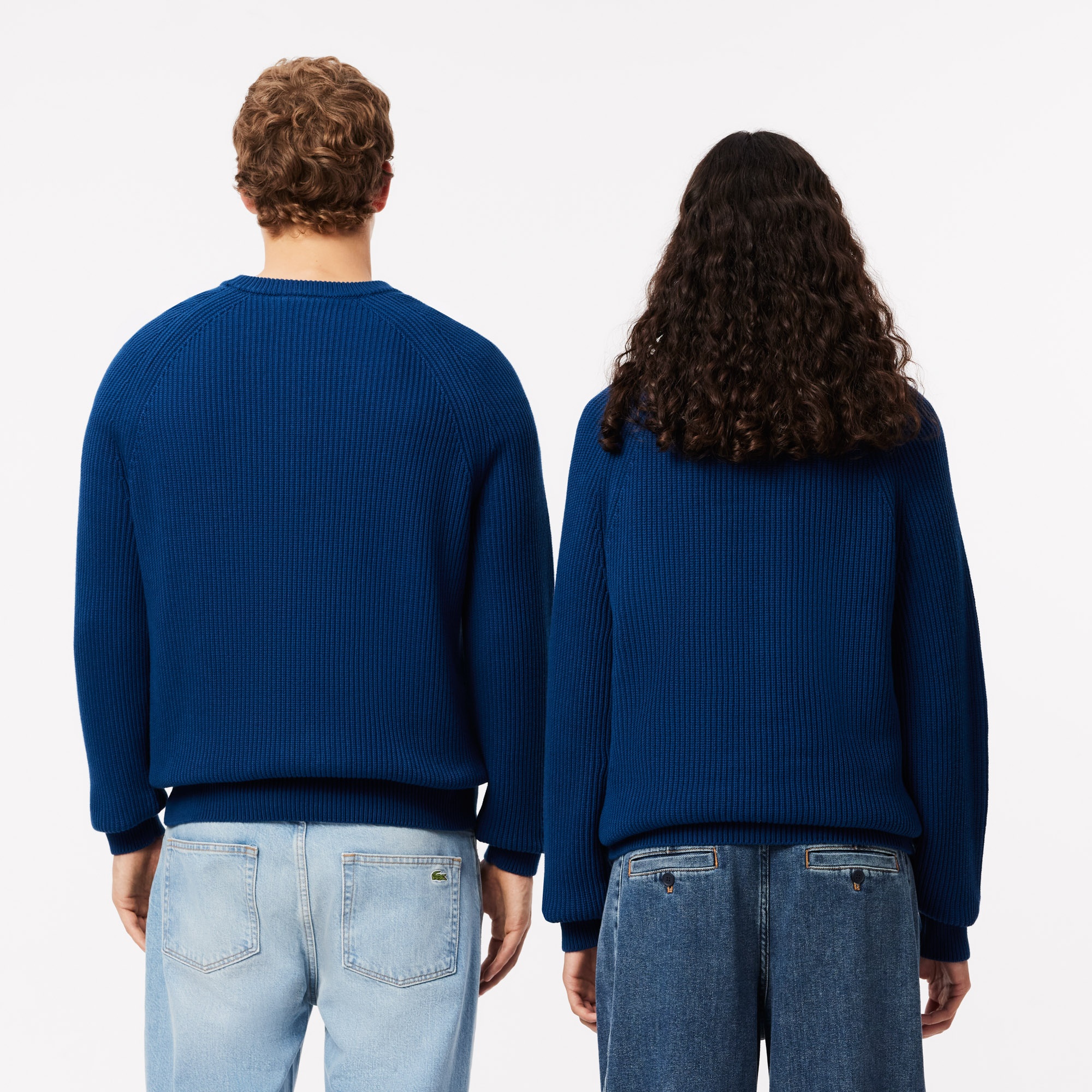 Lacoste Unisex Classic Fit Bisiklet Yaka Organik Pamuk Lacivert Kazak