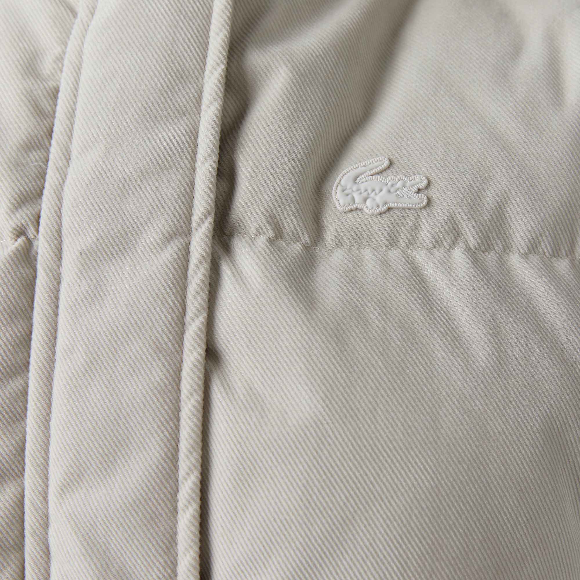 Lacoste Kadın Relaxed Fit Kapüşonlu Gri Şişme Mont