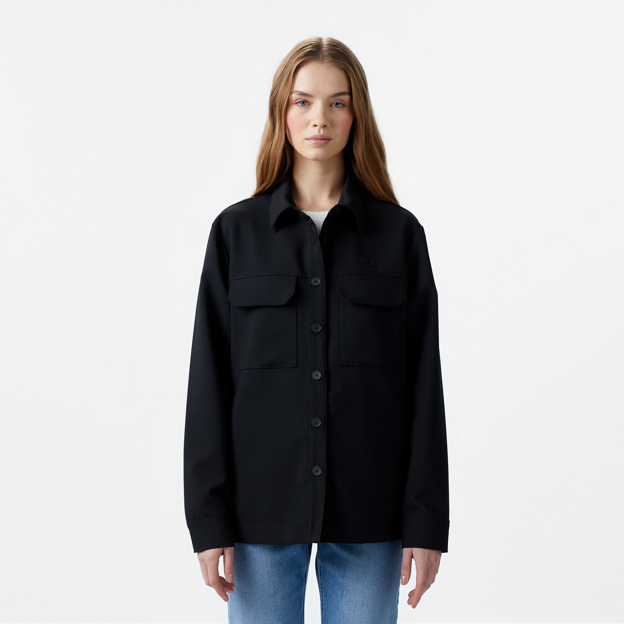 Lacoste Kadın Regular Fit Siyah Gömlek