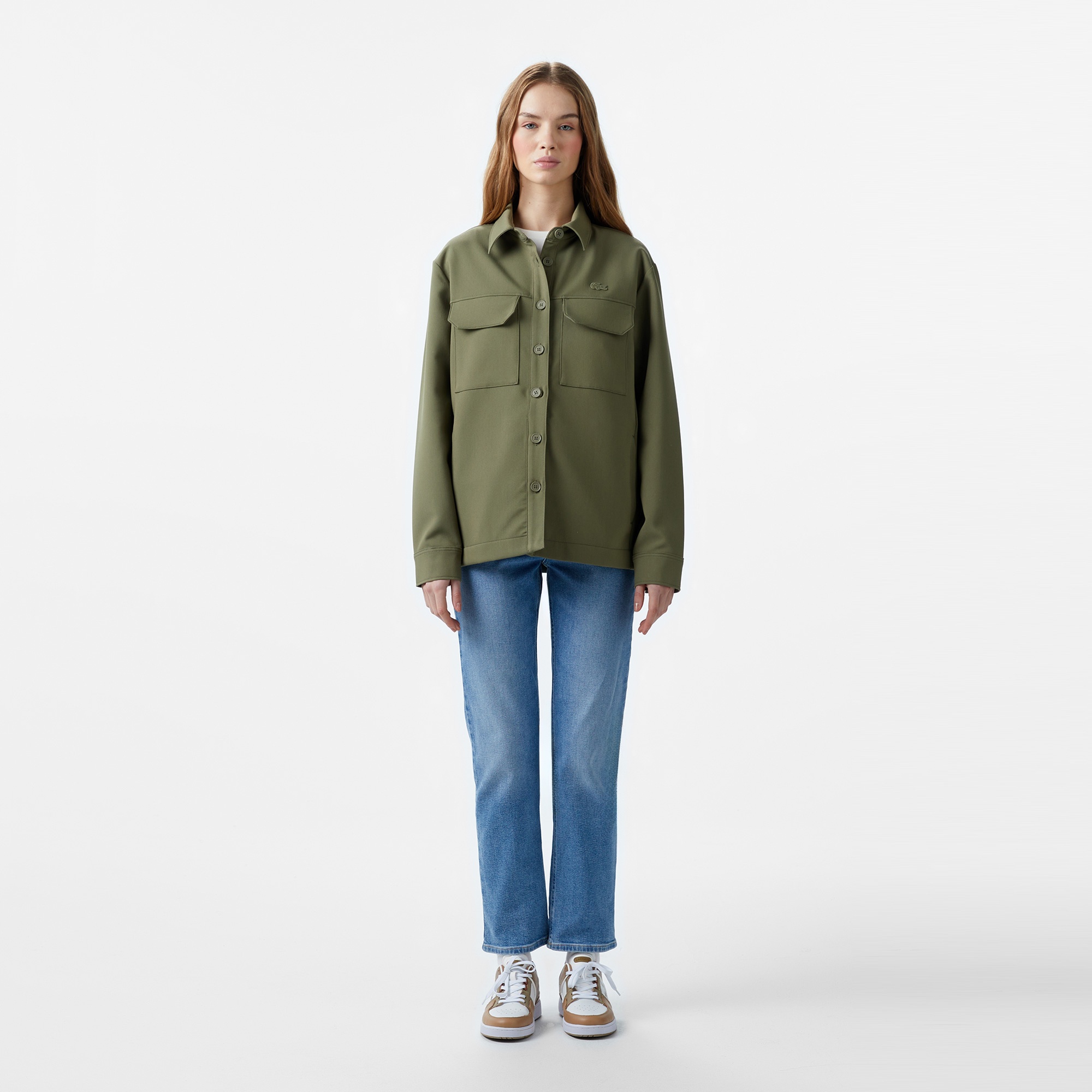 Lacoste Kadın Regular Fit Haki Gömlek