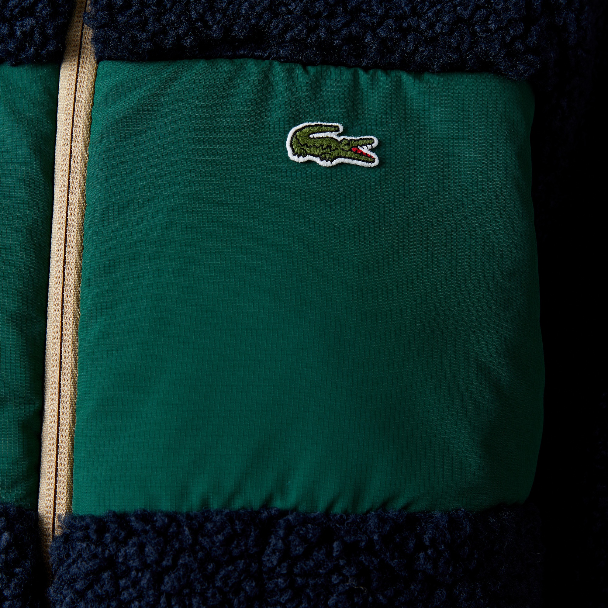 Lacoste Kadın Dik Yaka Renk Bloklu Lacivert Mont