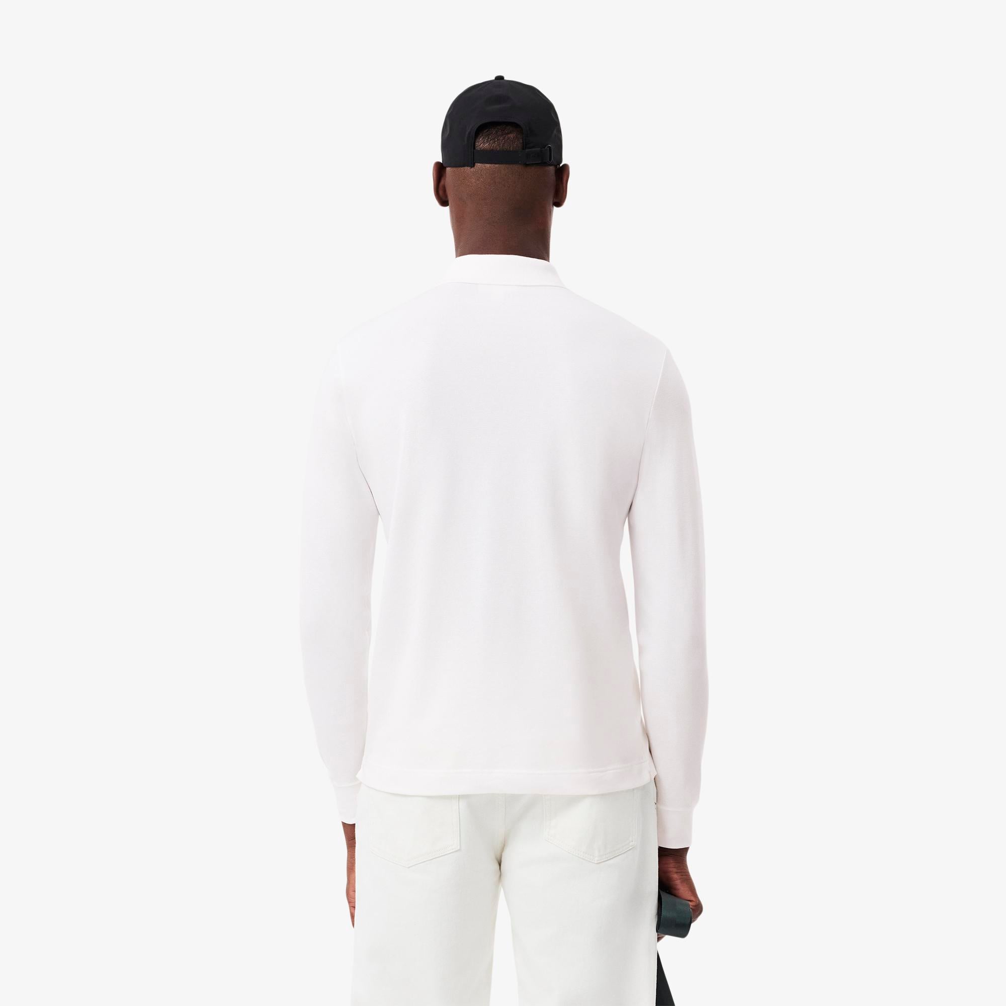 Erkek Regular Fit Uzun Kollu Beyaz Paris Polo