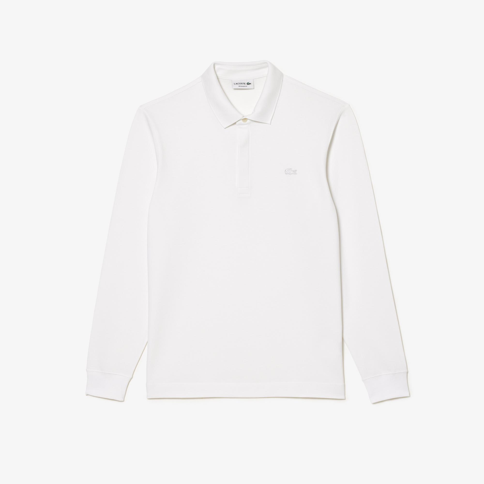 Erkek Regular Fit Uzun Kollu Beyaz Paris Polo