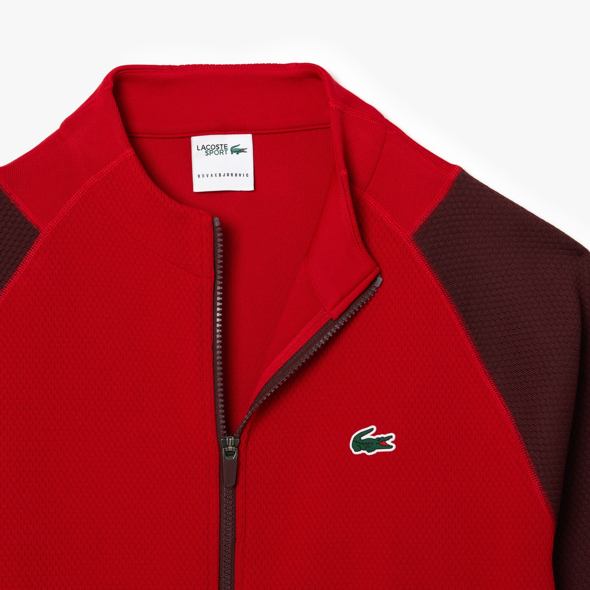 Lacoste X Novak Djokovic Erkek Regular Fit Fermuarlı Renk Bloklu Kırmızı Sweatshirt