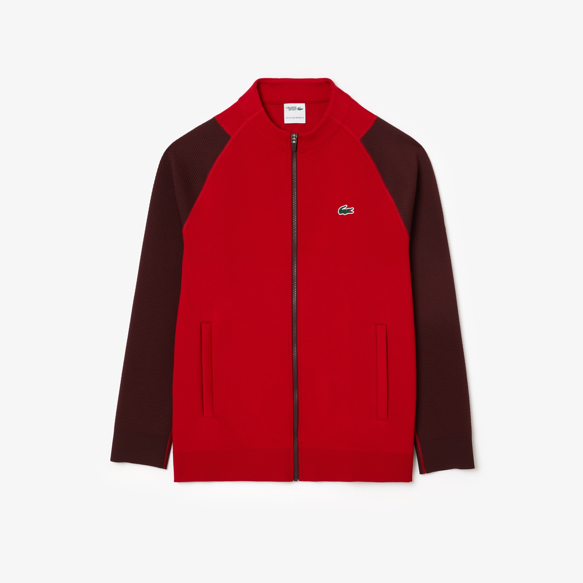 Lacoste X Novak Djokovic Erkek Regular Fit Fermuarlı Renk Bloklu Kırmızı Sweatshirt