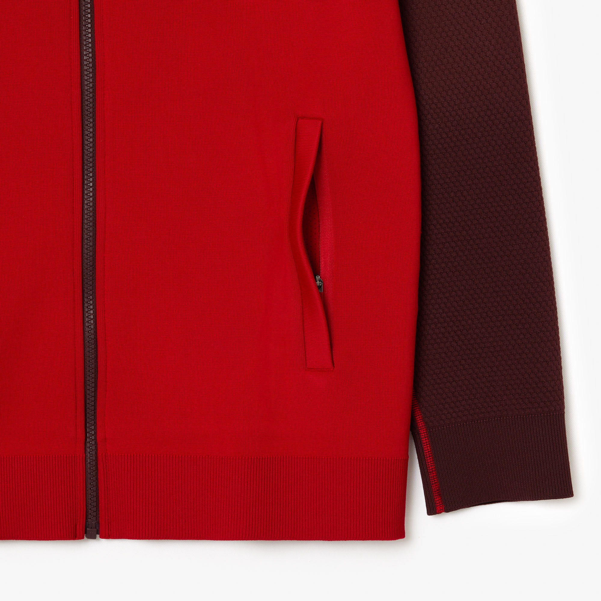 Lacoste X Novak Djokovic Erkek Regular Fit Fermuarlı Renk Bloklu Kırmızı Sweatshirt