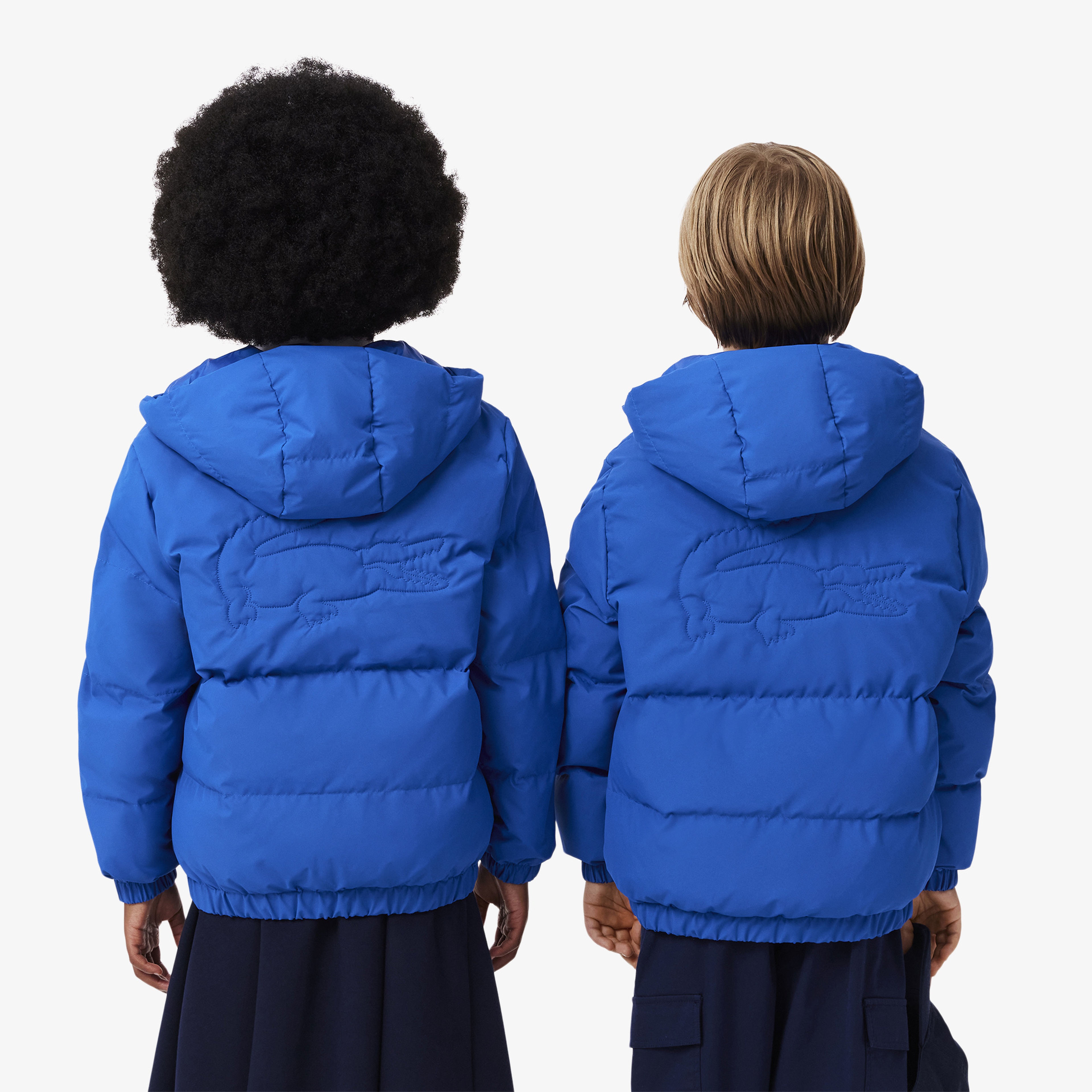 Çocuk Kapüşonlu Mavi Şişme Mont