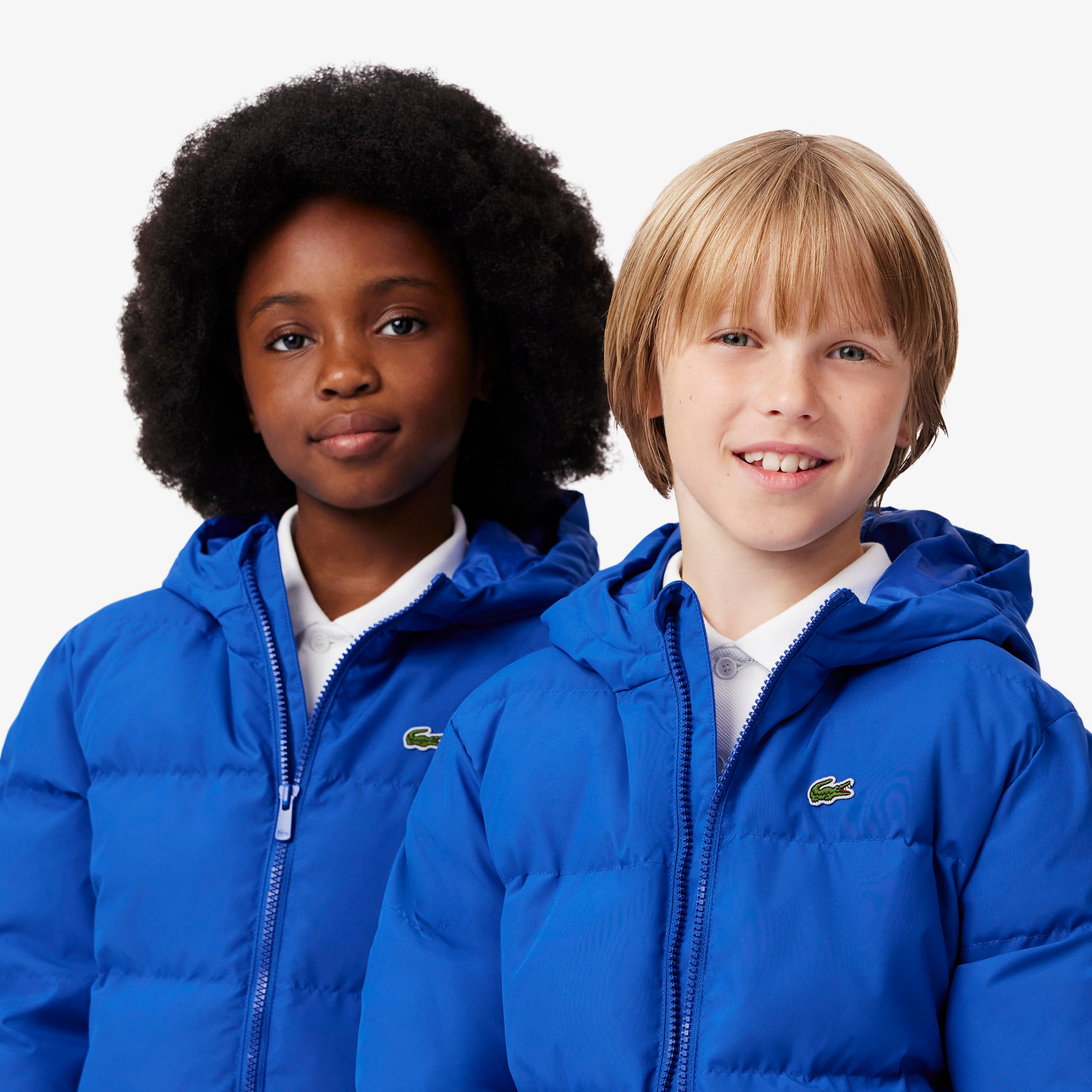 Çocuk Kapüşonlu Mavi Şişme Mont