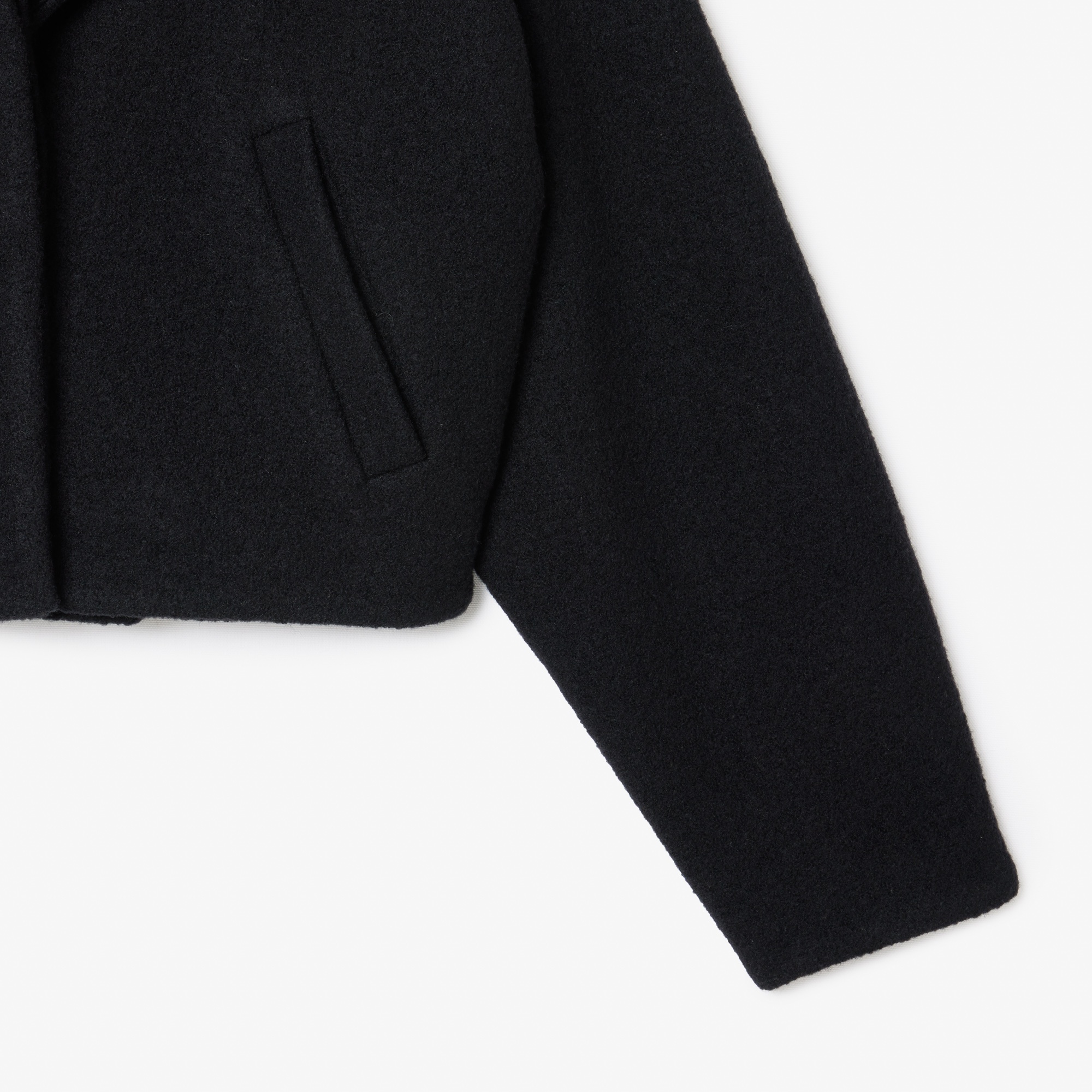 Lacoste Kadın Oversize Fit Gömlek Yaka Yün Siyah Mont