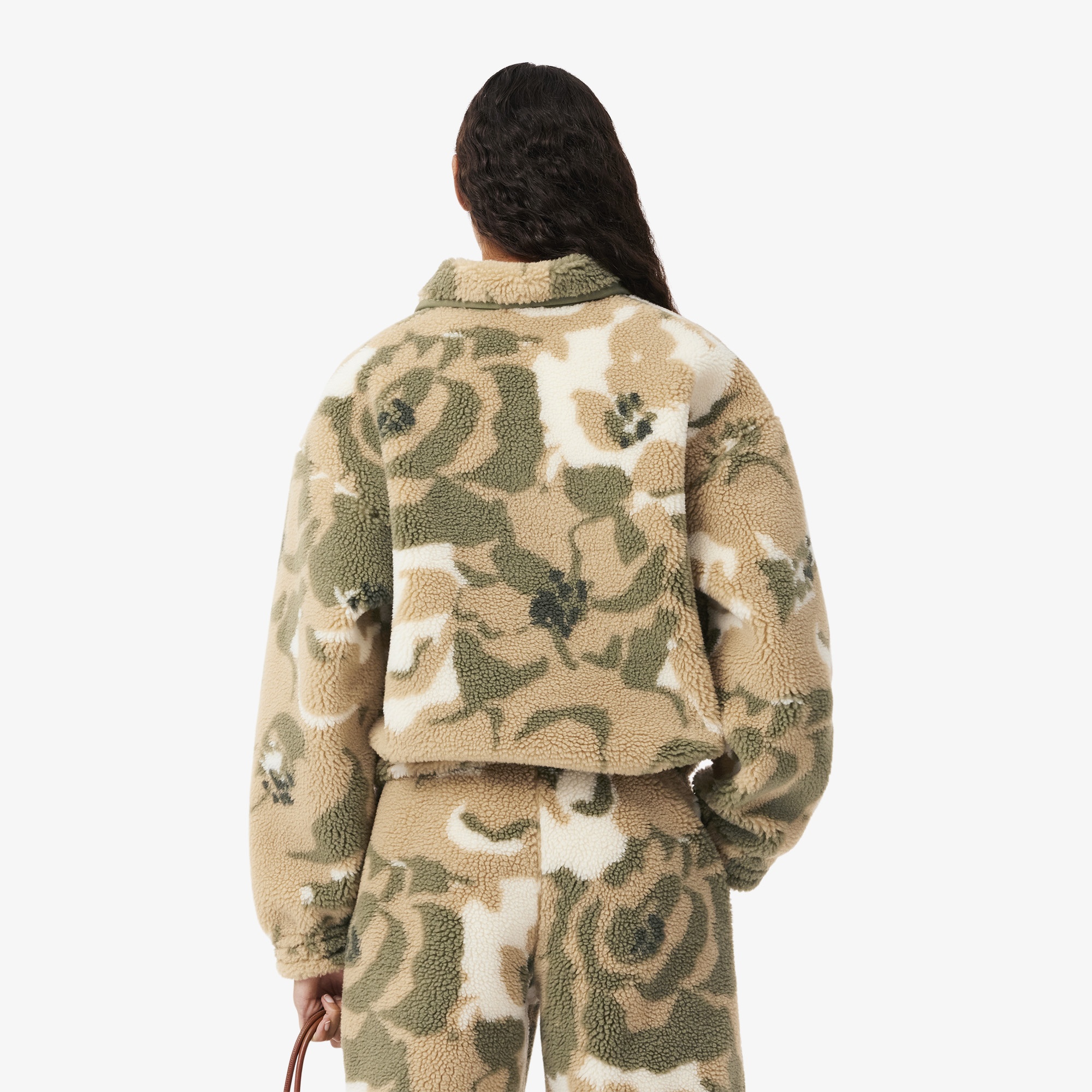 Lacoste Kadın Oversize Fit Yarım Fermuarlı Haki Sweatshirt