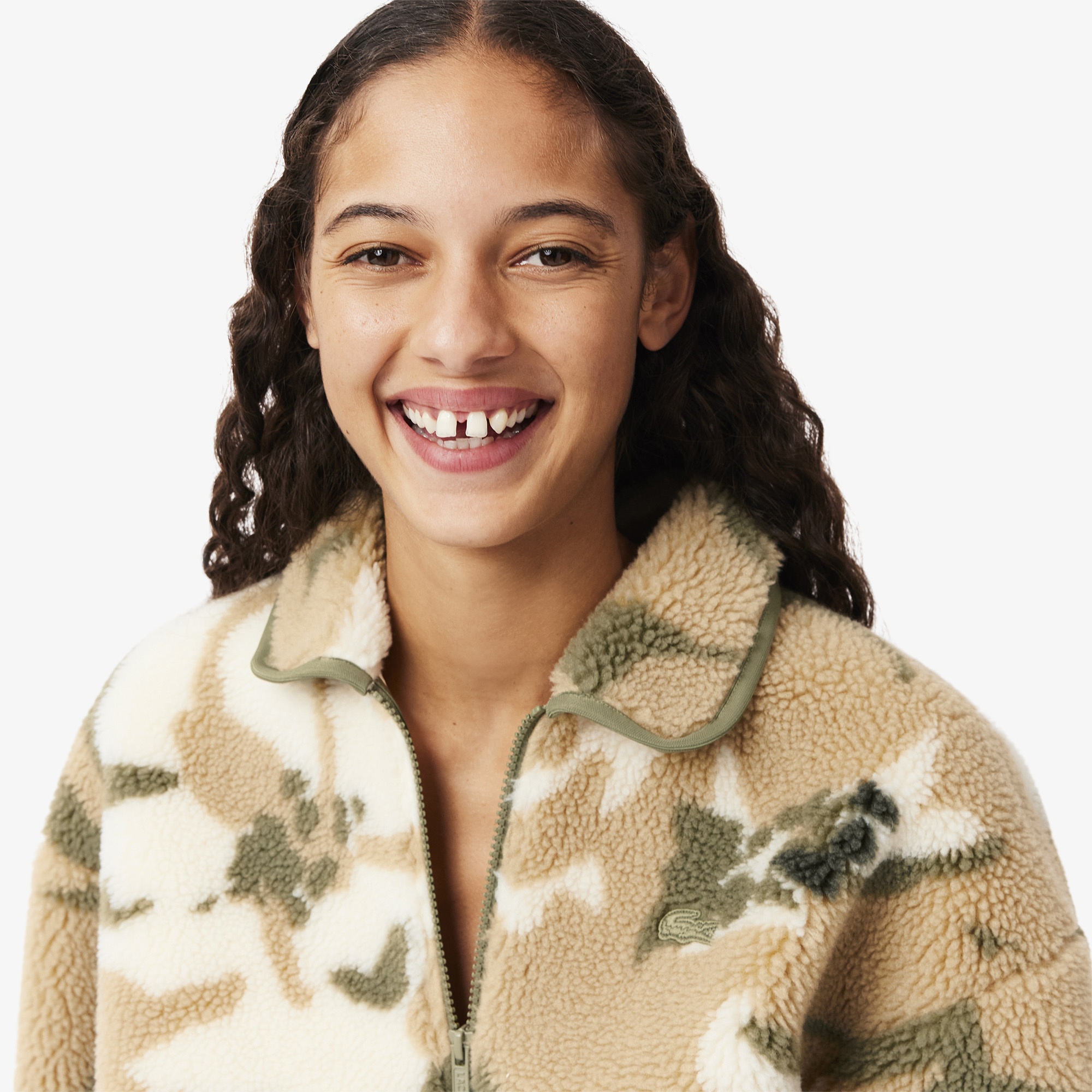 Lacoste Kadın Oversize Fit Yarım Fermuarlı Haki Sweatshirt