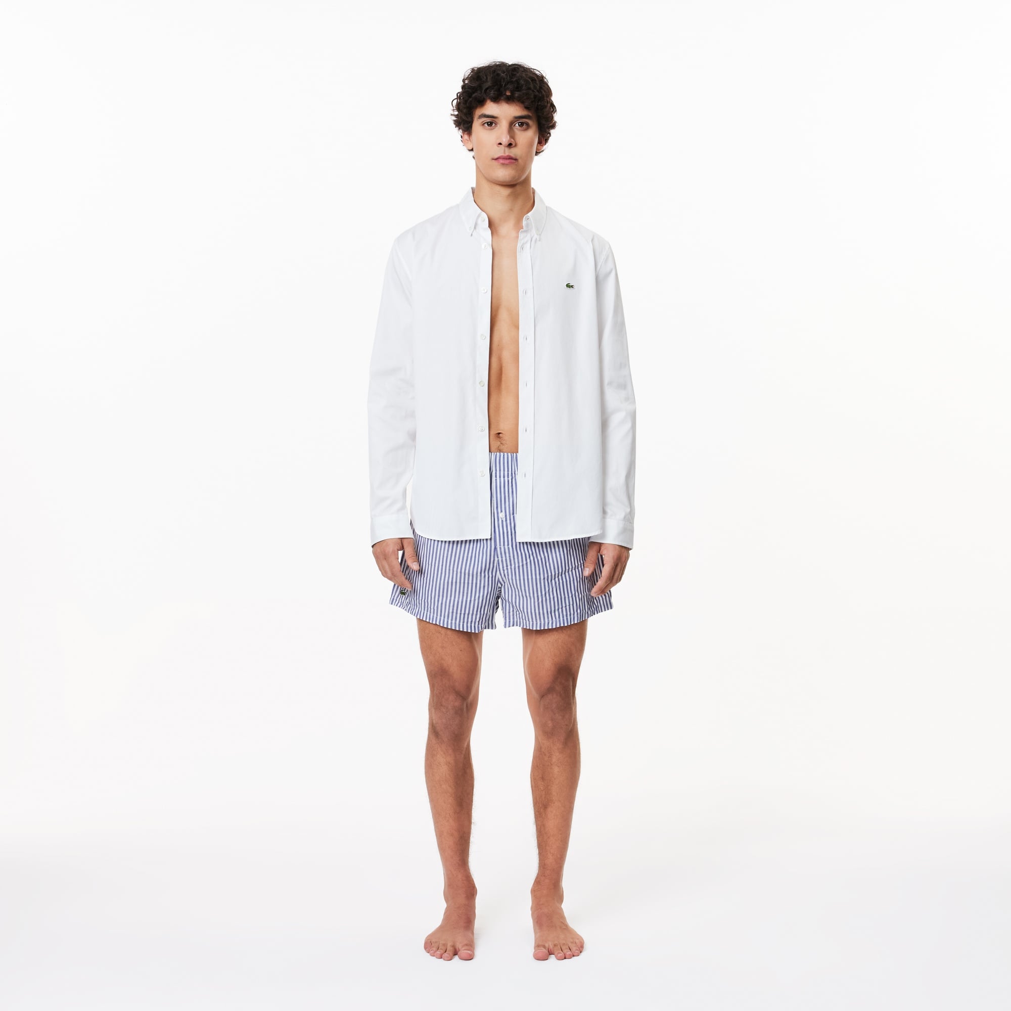 Lacoste Erkek Çizgili 3'lü Mavi Boxer