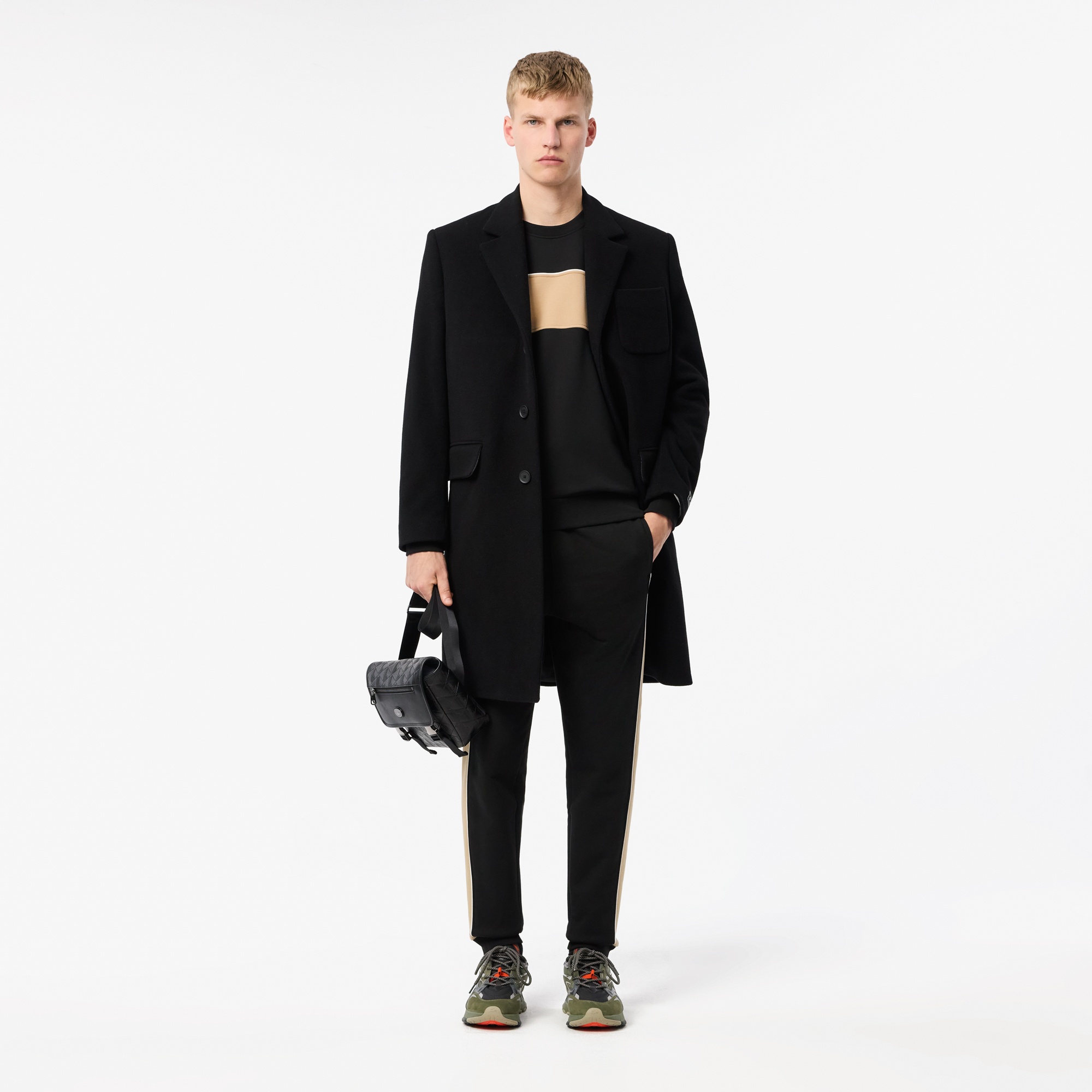 Lacoste Erkek Classic Fit Bisiket Yaka Renk Bloklu Siyah Sweatshirt