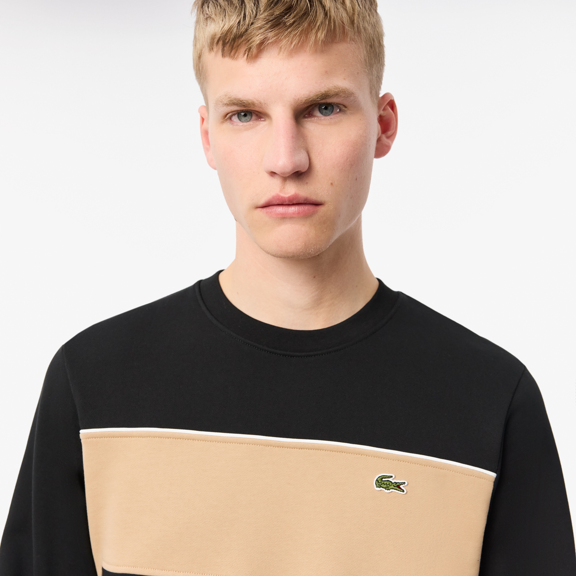 Lacoste Erkek Classic Fit Bisiket Yaka Renk Bloklu Siyah Sweatshirt