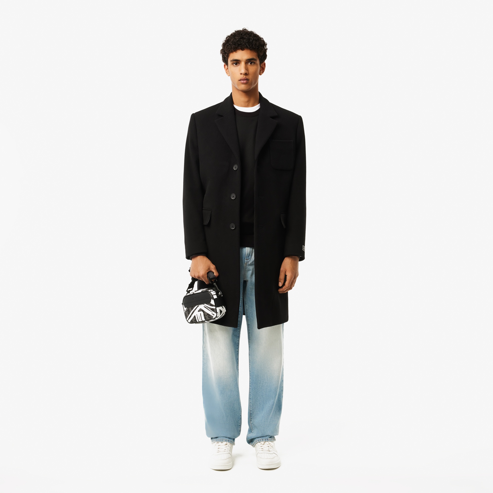 Lacoste Erkek Classic Fit Bisiket Yaka Baskılı Siyah Sweatshirt