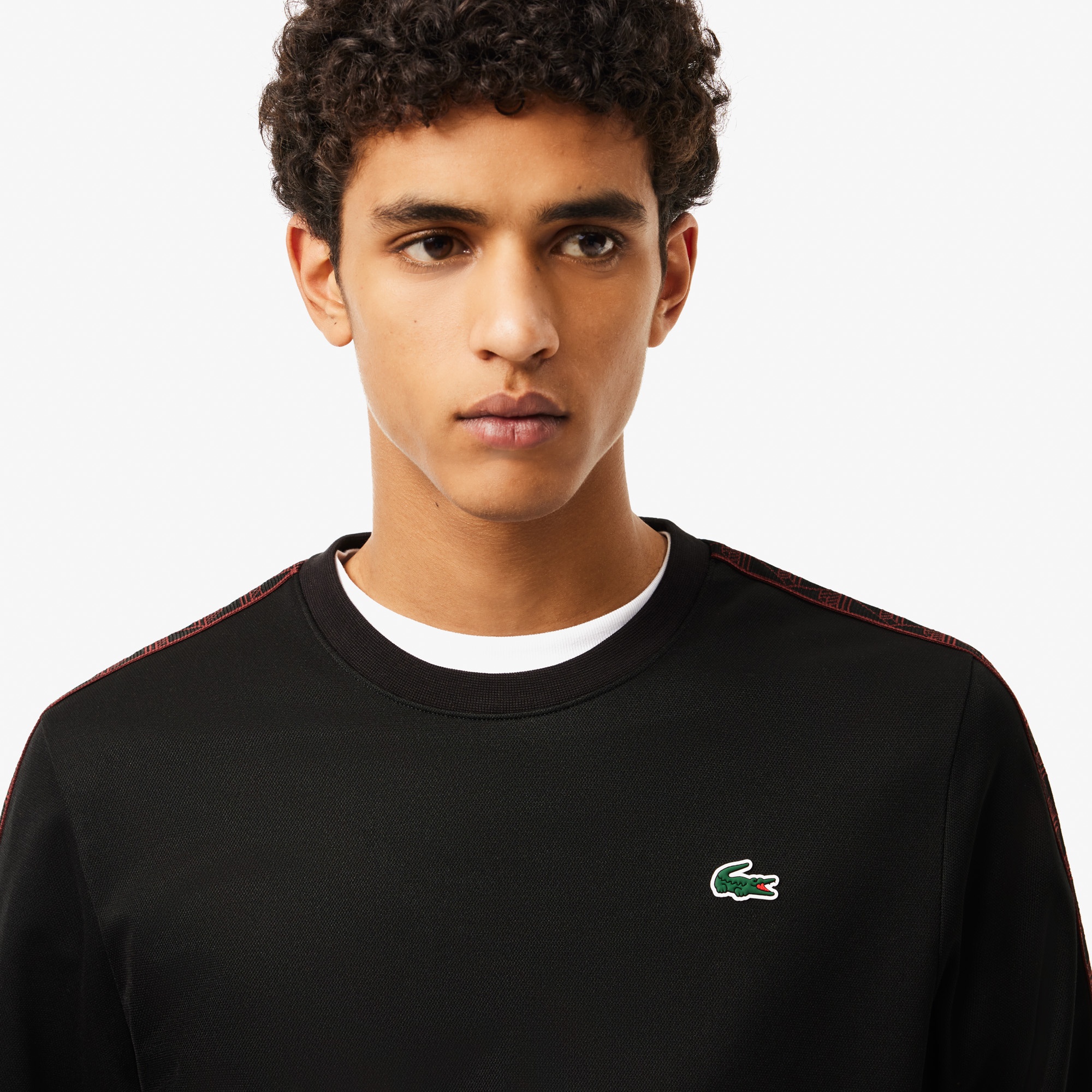 Lacoste Erkek Classic Fit Bisiket Yaka Baskılı Siyah Sweatshirt