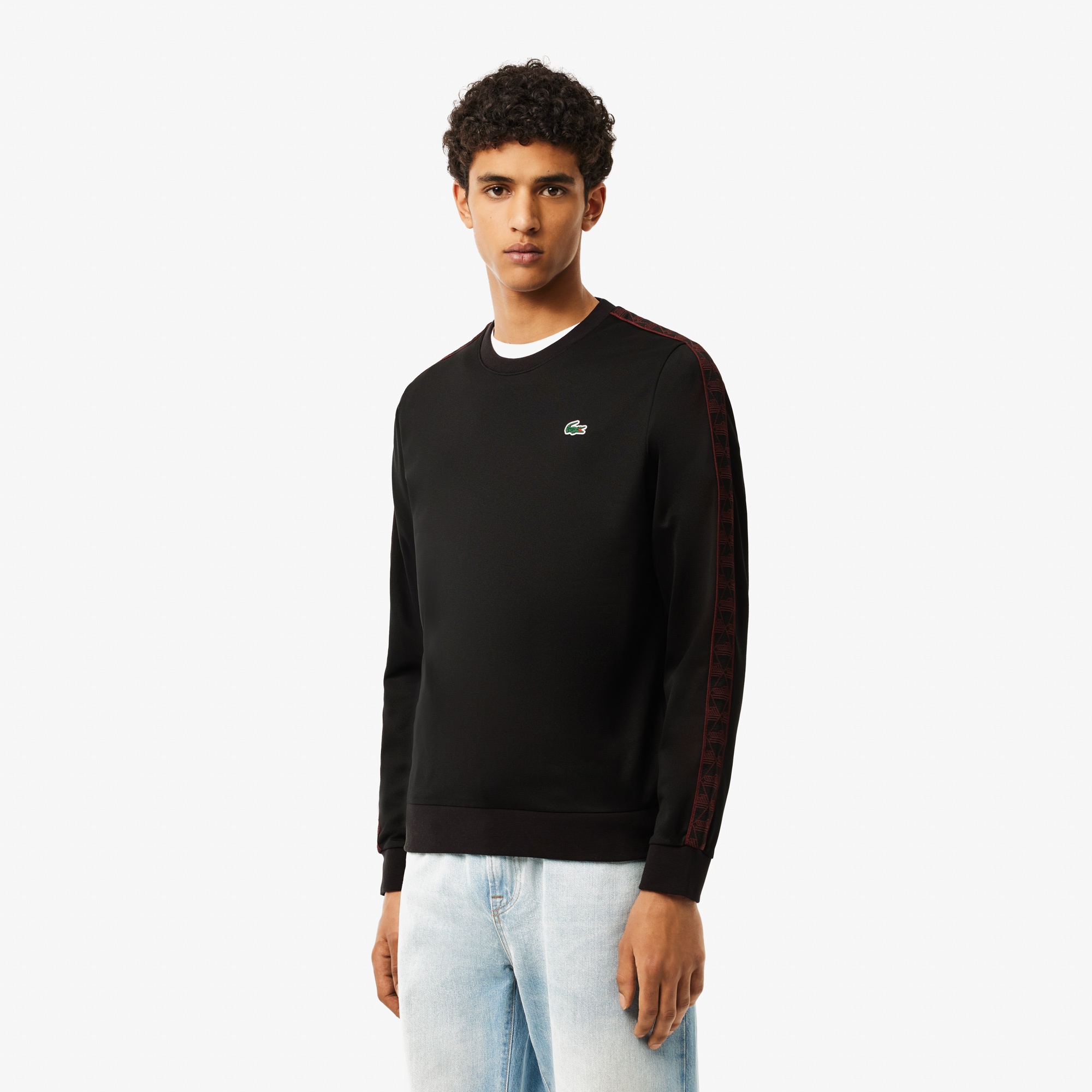 Lacoste Erkek Classic Fit Bisiket Yaka Baskılı Siyah Sweatshirt