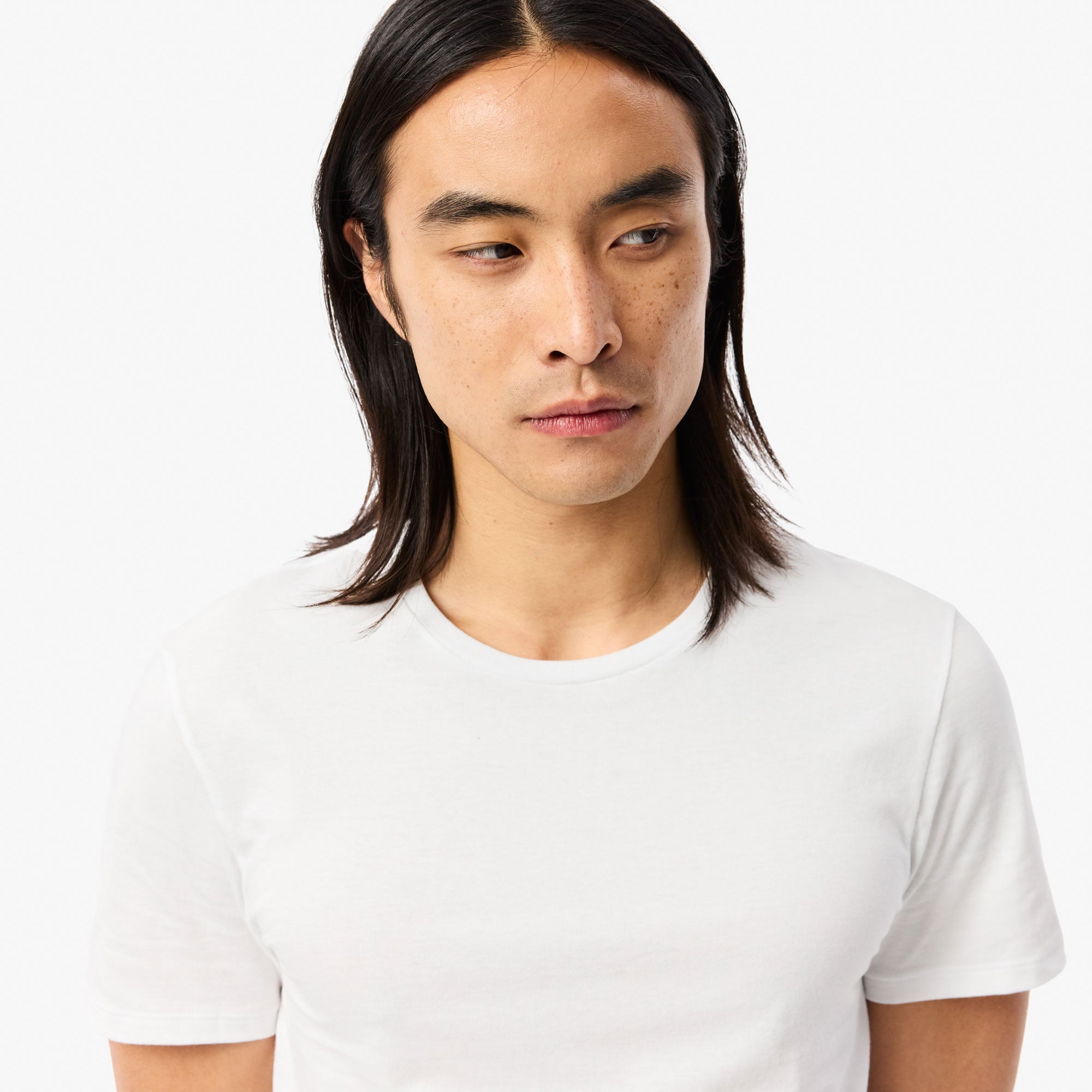 Lacoste Erkek Slim Fit Bisiklet Yaka 3'lü Beyaz T-Shirt